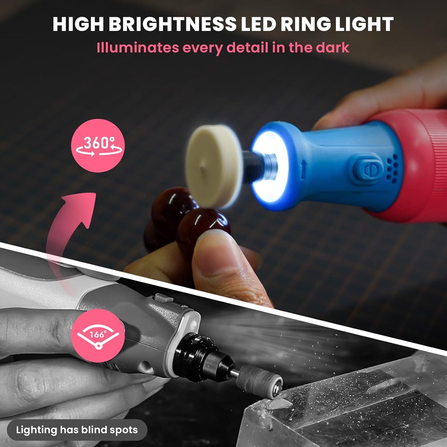 HARDELL 8V Cordless Rotary Tool, 80PCS Accessories, 6 Variable Speed Rotary Tool Kit with Digital Display, Type-C Charging, Mototool for Engraving/Sanding/Polishing/DIY Crafts