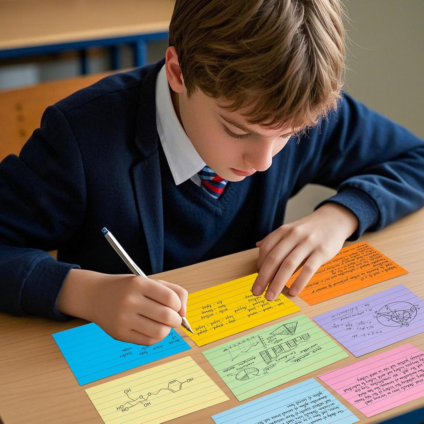 Koogel Index Cards 3x5, 300 Count, Colored Flash Card Lined Ruled on Both Side, Heavyweight Notecards for Back to School Studying Learning College Office Home Taking Notes Supplies, 8 Assorted Colors