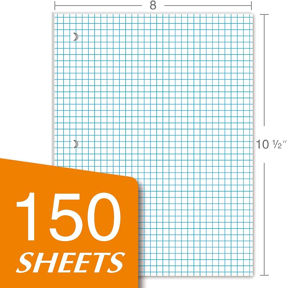 KAISA Graph Paper Filler Paper, 8"x10.5" 4x4 Graph/Quad Rule Filler Paper 3-Hole Punched 1/4inch Grid Paper Loose-Leaf Paper for 3-Ring Binders,150sheet/pack, 3pack F15001Q