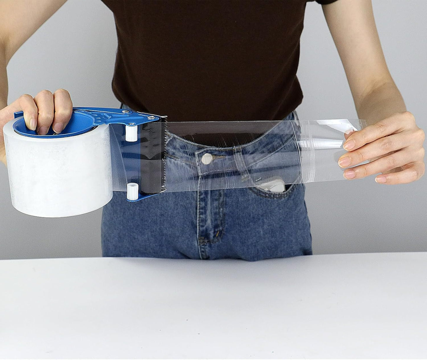 3 Inch Wide Clear Packing Tape with Dispenser,2.4 Mil x 55 Yards Heavy Duty Packaging Tape Refill for Shipping,Industrial Grade,Urtal Strong Boxing Tape for Moving,Mailing and Storages