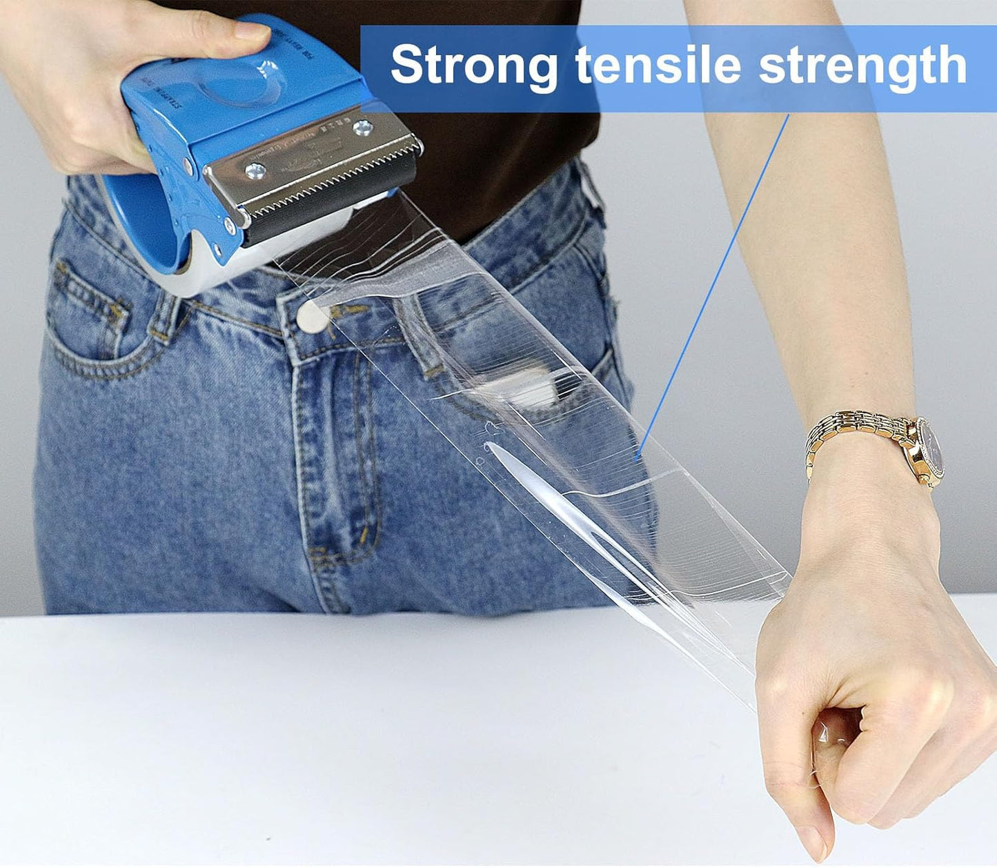 3 Inch Wide Clear Packing Tape with Dispenser,2.4 Mil x 55 Yards Heavy Duty Packaging Tape Refill for Shipping,Industrial Grade,Urtal Strong Boxing Tape for Moving,Mailing and Storages