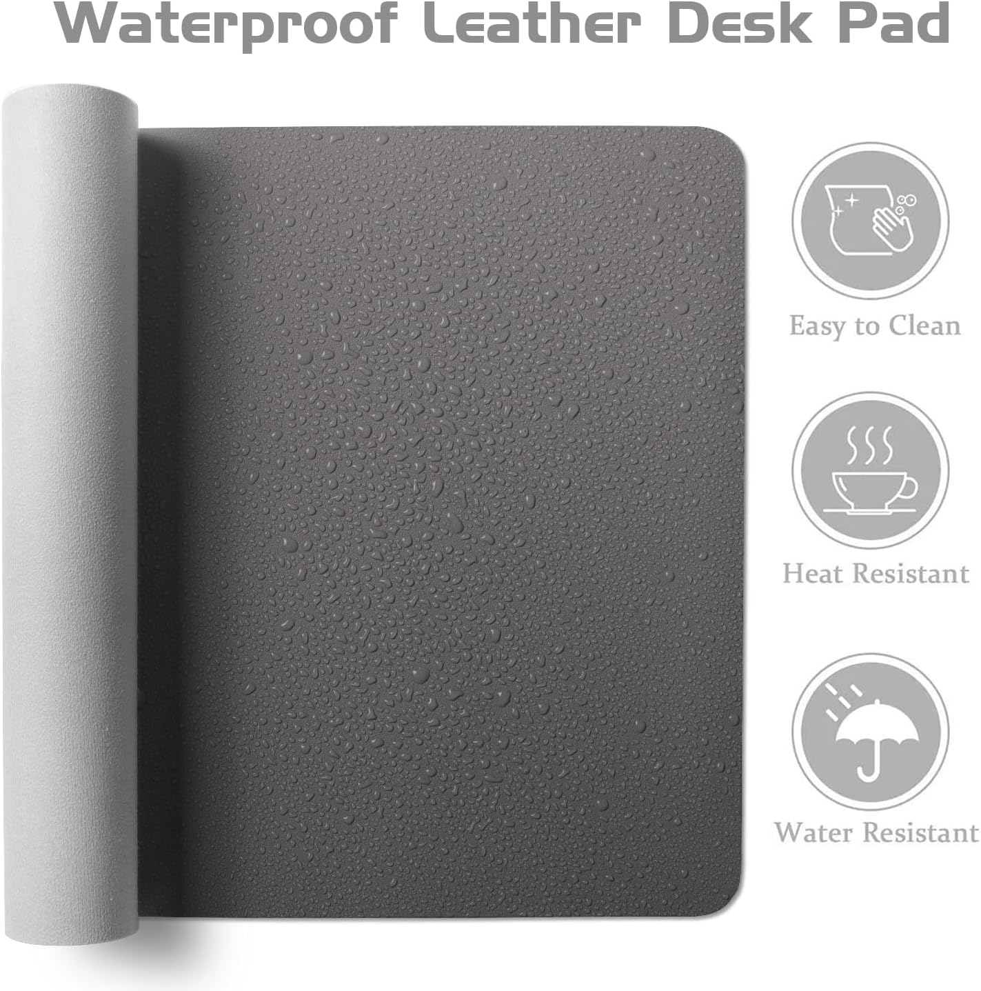 Aothia Leather Desk Pad Protector - Large Mouse Pad, Office Desk Mat, Non-Slip PU Leather Desk Blotter, Laptop Desk Pad, Waterproof Desk Writing Pad for Office and Home (Gray, 38" x 13.7")