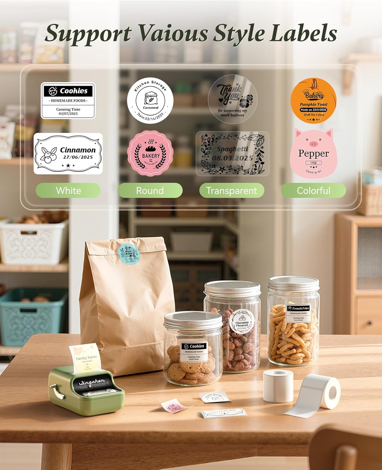 NIIMBOT B21 Label Printer,Thermal Label Maker,Ideal for Home Organization,Business,Ofice,50x30mm Label,230Pcs(Green)