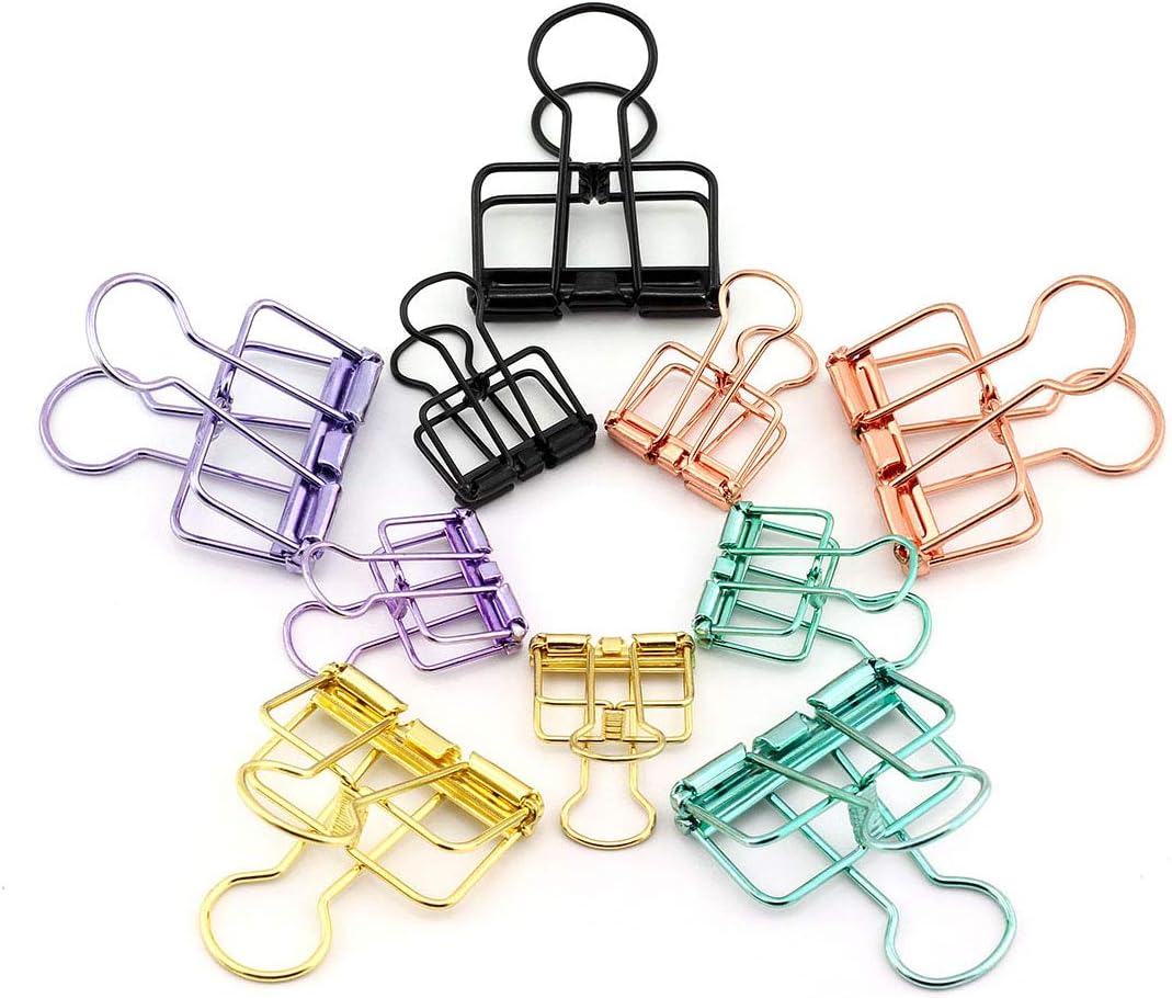 40-Pack Multi-purpose Metal Wire Binder Clip Set,20pcs 2.25 Inch & 20pcs 1.57 Inch Paper Metal Clips,for Home Office Supplier School Accessories - Multicolor