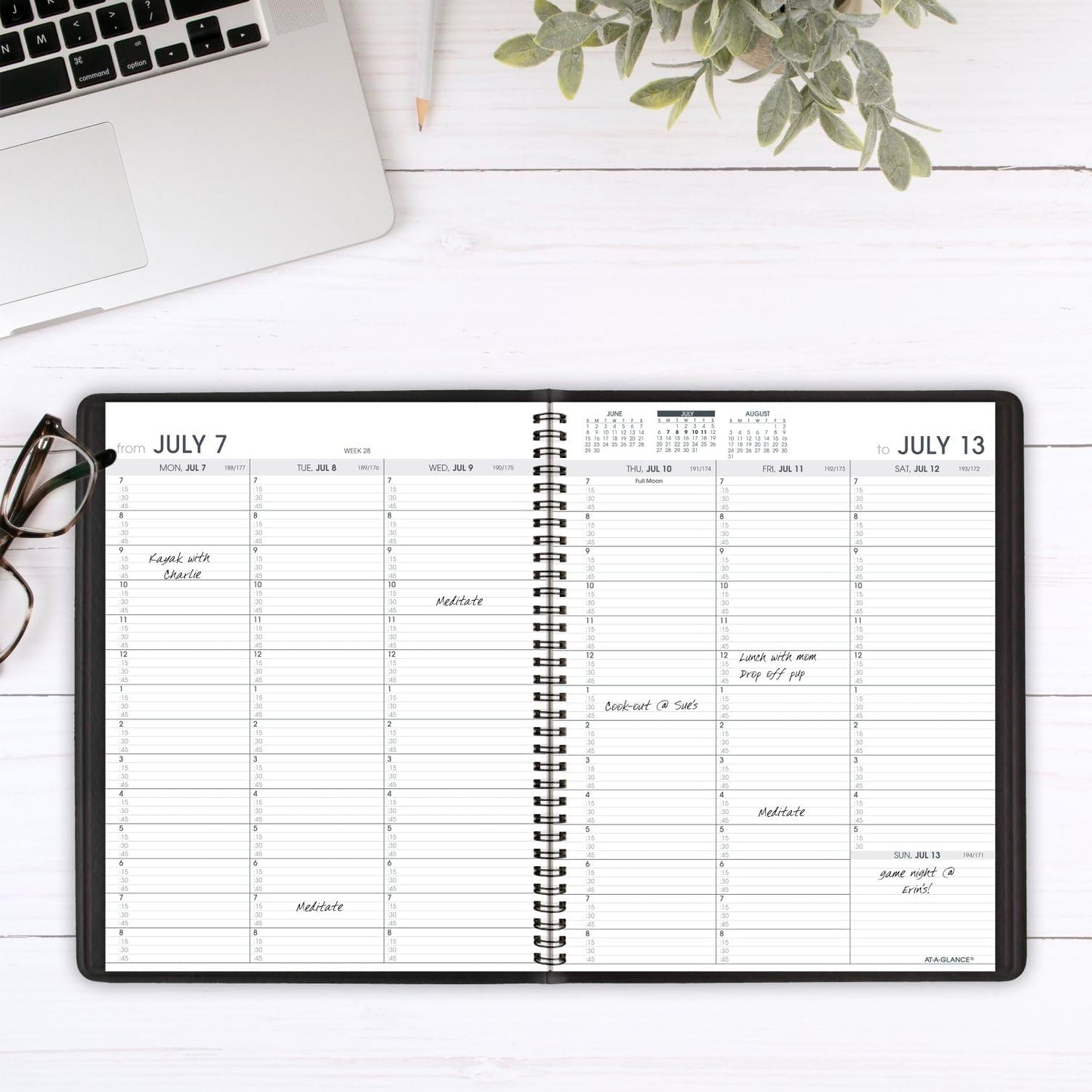 AT-A-GLANCE Planner 2025-2026 Academic, Weekly, Quarter-Hourly Appointment Book, 7" x 8-3/4", Medium, Flexible Cover, Black (7095805)