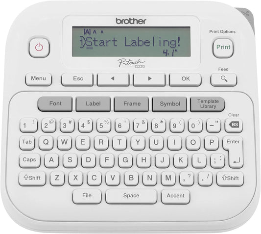 Brother P-Touch PTD220 Home/Office Everyday Label Maker | Prints TZe Label Tapes up to ~1/2 inch White