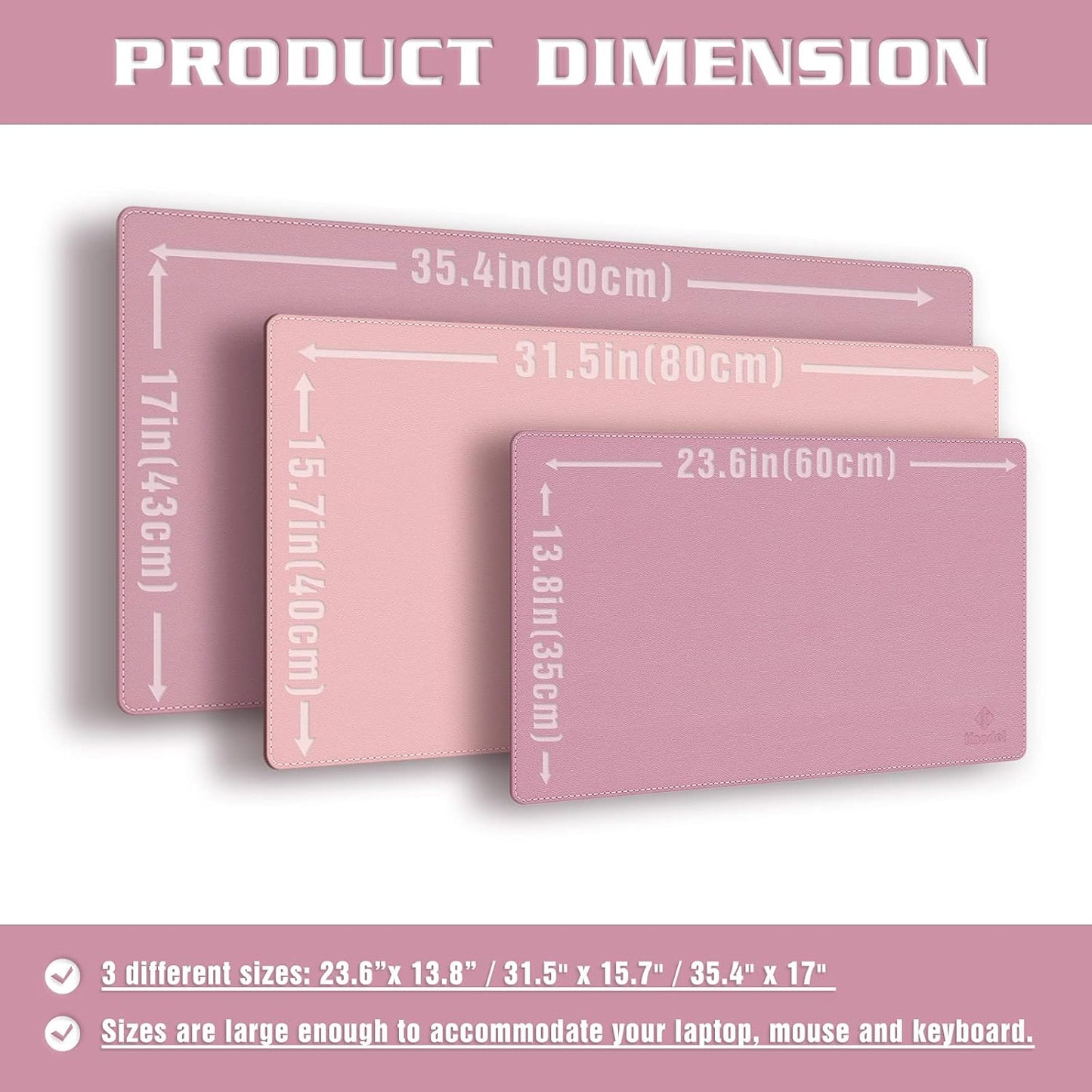 K KNODEL Desk Mat, Blotter, Dual-Sided Office Desk Pad, Waterproof Desk Mat for Desktop, Desk Blotters, PVC Leather Pad Protector (Purple, 23.6" x 13.8")