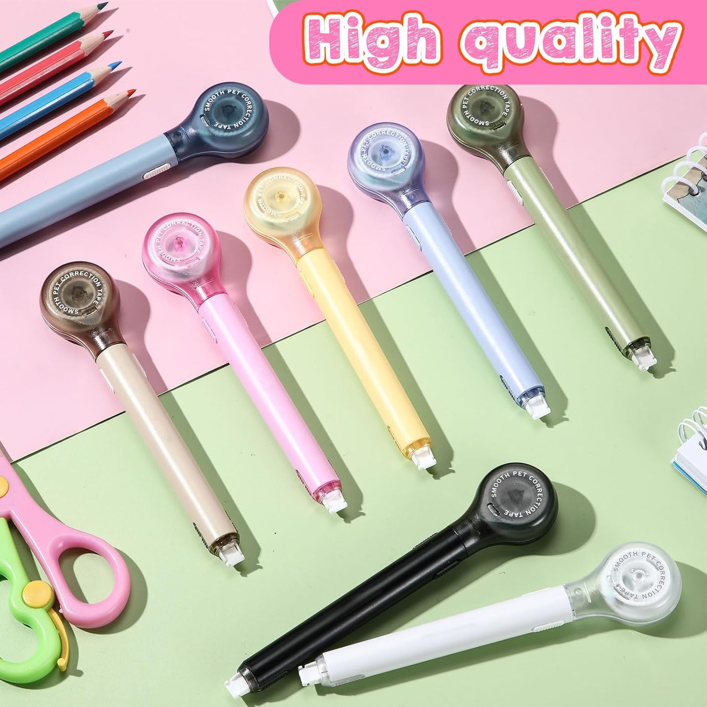 10 Pack Correction Tape Pen Correctional Ink Tape Push Pull Protective, Easy to Use Applicator for School Office Supplies, 0.2 x 236 Inch(Multicolor Color)