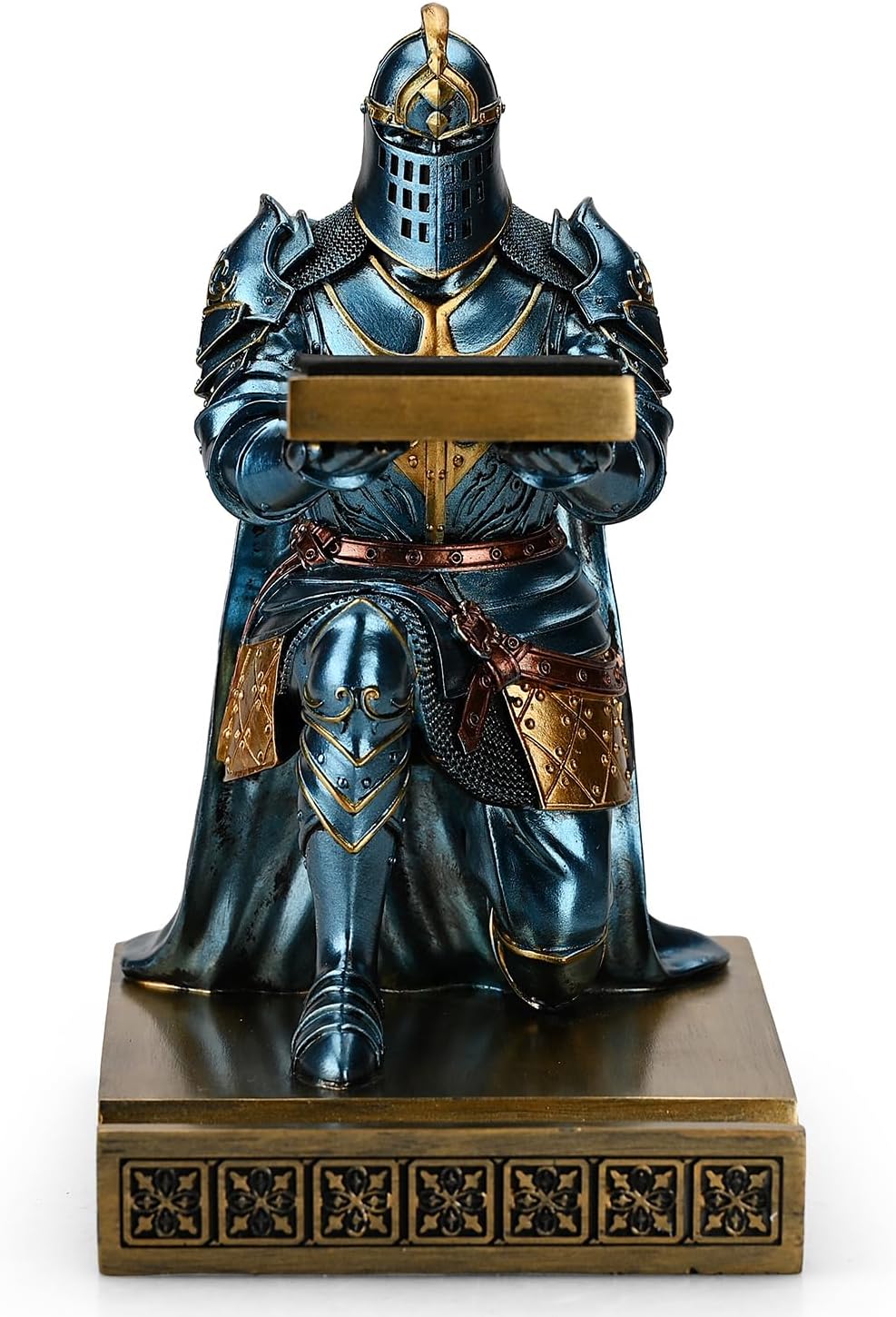 King's Guard Watch Display Stand Eyeglass Jewelry Bracelet Necklace Holder Trays Towers Resin Pen Holder Warrior Knight Mobile Phone Stand for Office & Home (Blue)