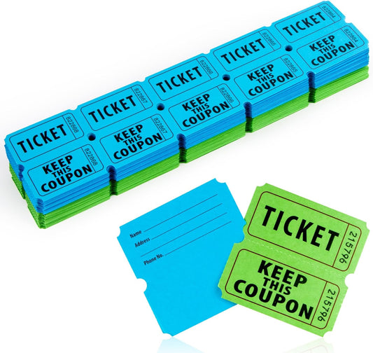 800PCS Double Roll Raffle Tickets 50/50 Raffle Tickets Perforated Line Consecutive Numbers Tearable Writable Suitable for Raffles, Events, Carnivals, Entry, Lottery, Prizes