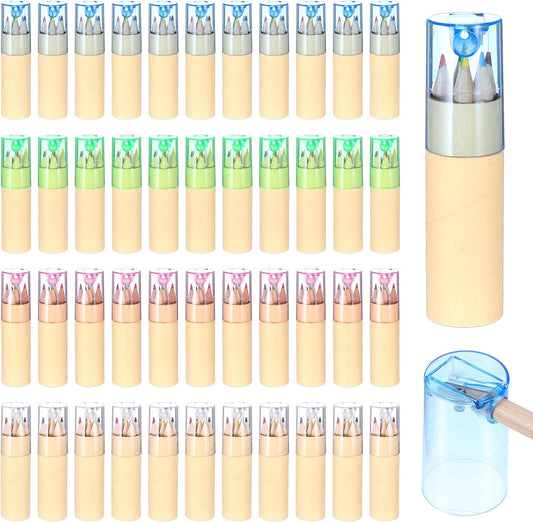 48 Pcs Mini Colored Pencils, Coloring Drawing Pencil Bulk with Sharpener Portable Coloring Pencils Set for Artists Sketching Painting Classroom School Kids Teachers Supplies