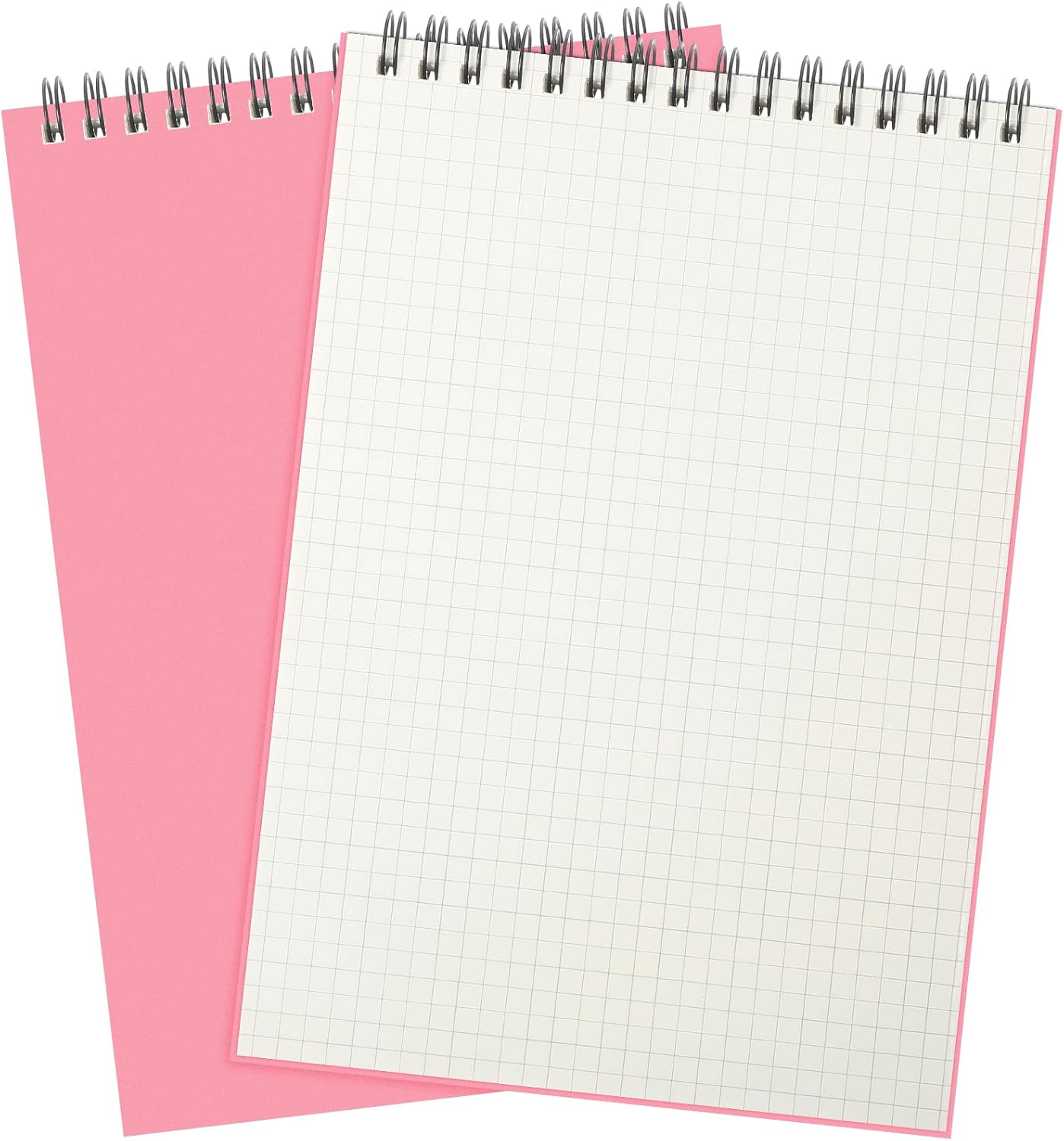 2 Pack Graph Paper Spiral Notepad A5 Top Wirebound Notepad Grid Notebook Steno Pads Memo Notebook Grid Paper 140 Pages for Writing Sketching Drawing Office Supplies (Pink)