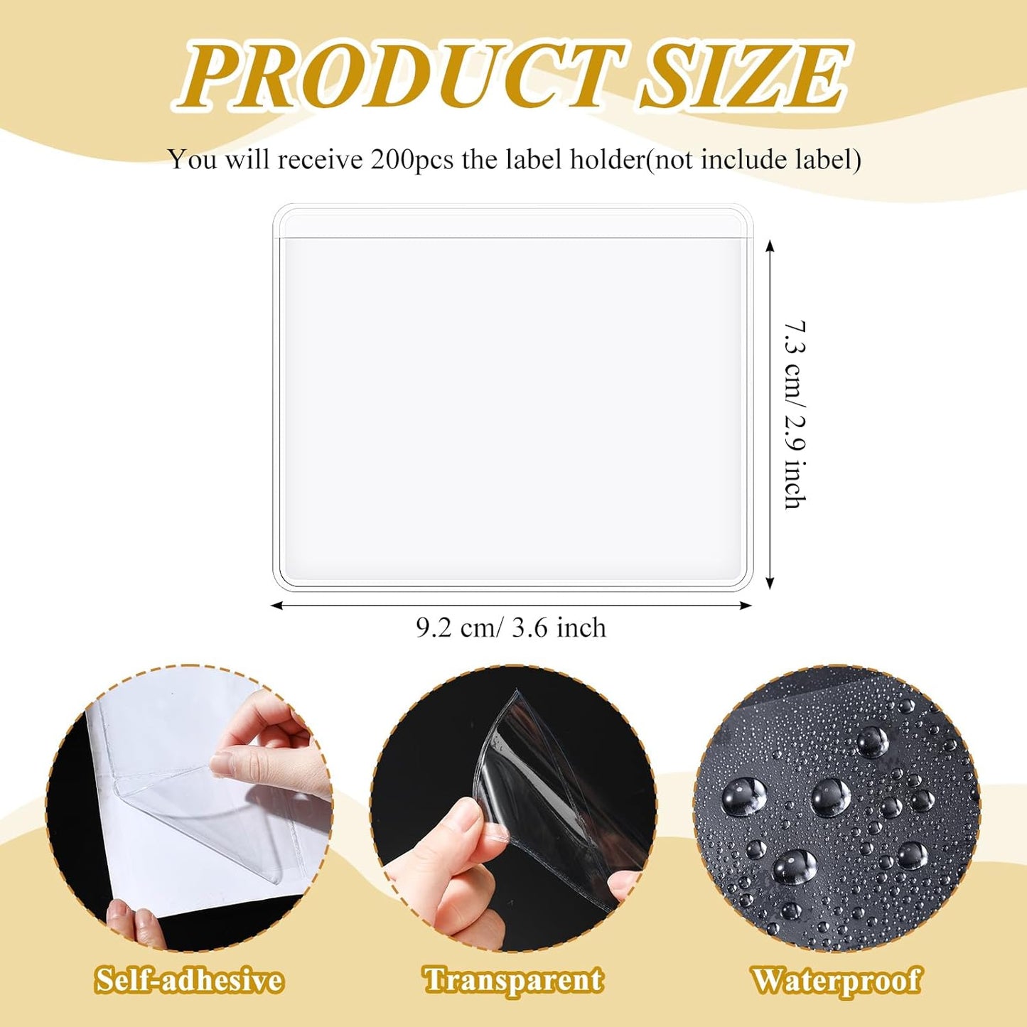 Jeyiour 200 Pcs Label Holders Adhesive Nameplate Pockets Storage Bin Labels Index Card Holder Shelf Plastic Peel Stick for Classroom Supermarket Bookshelf Library Student Box Drawer (2.9 x 3.6 Inch)