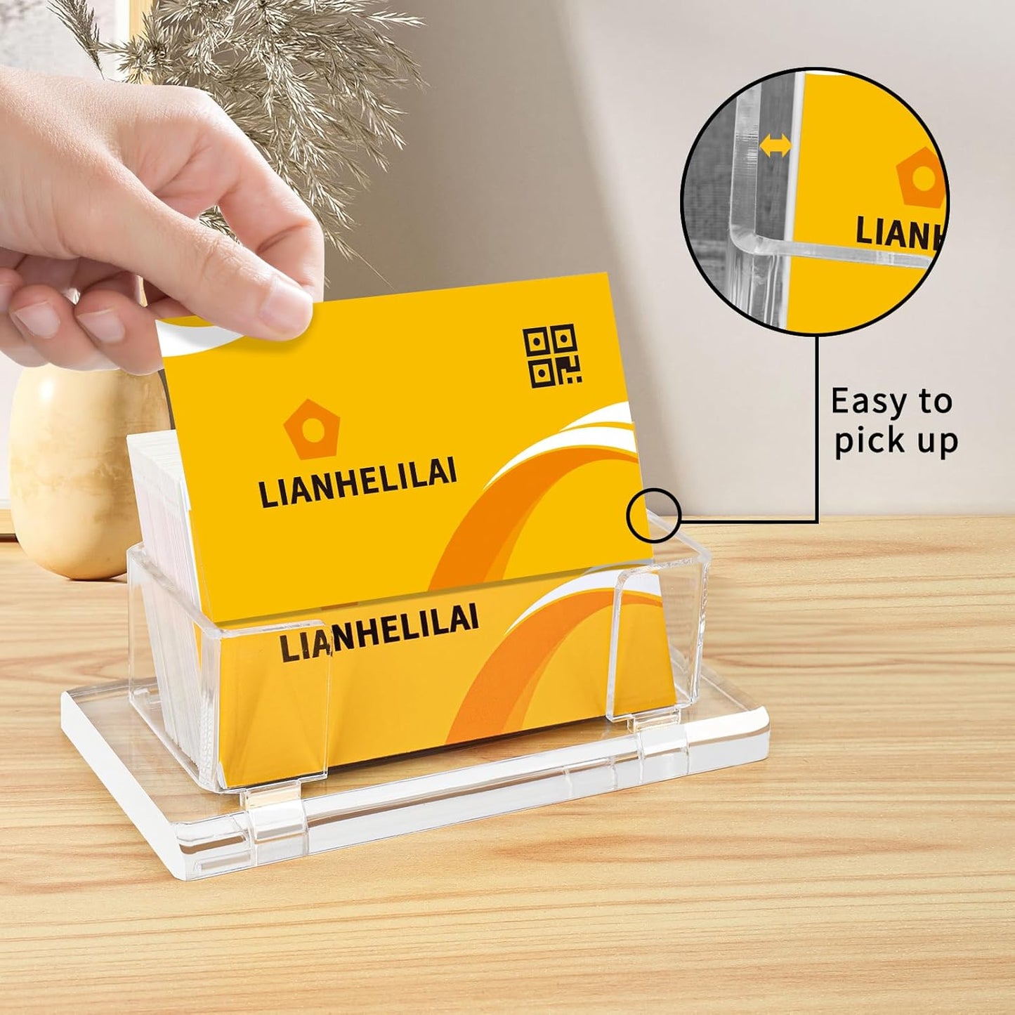 2Pack Acrylic Business Card Holder Enlarged Holds 120 Cards for Office/Exhibition/Restaurant Desk/Counter Display Name Card Organizer Stand