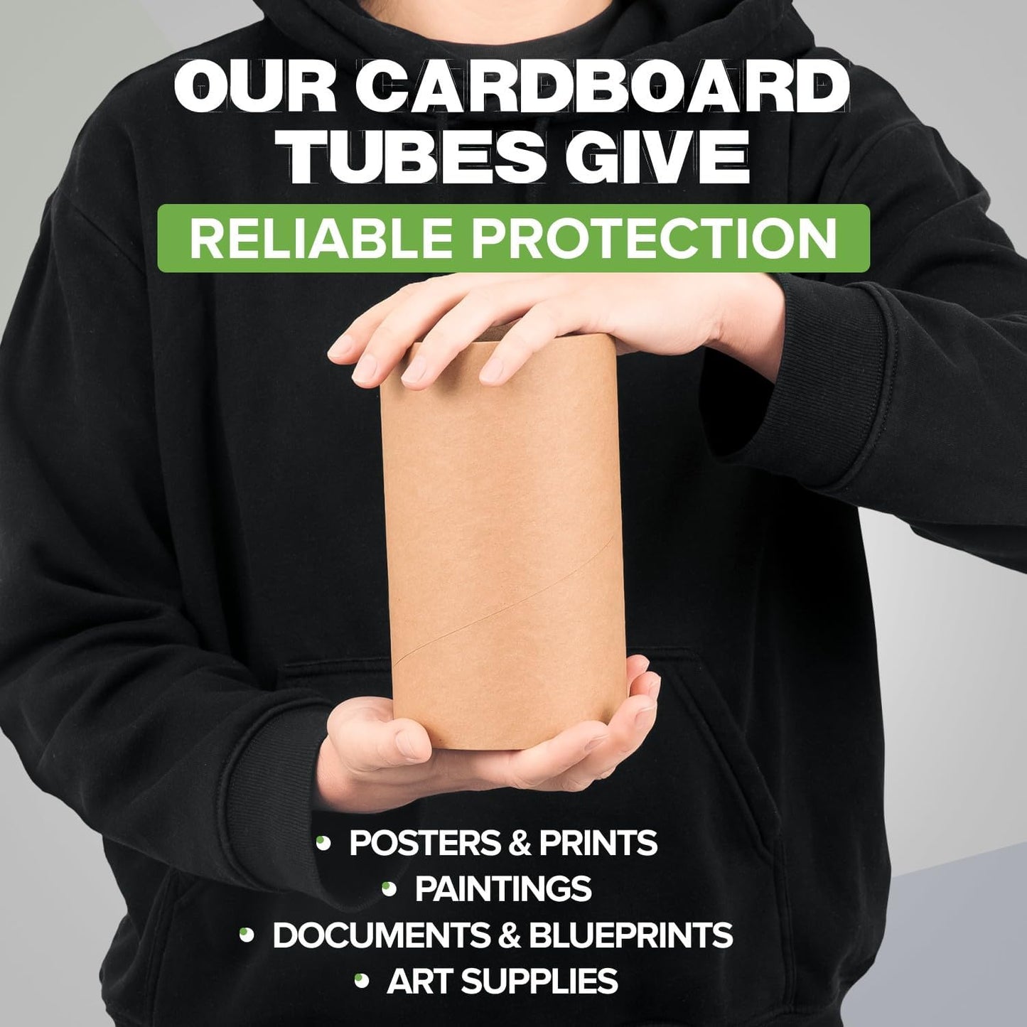 4" x 6" Reinforced Kraft Paper Mailing Tubes, Pack of 6 Tubes with 2 Caps Each – USPS Approved Poster Tube – Made in USA Cardboard Tube for Shipping and Storing Posters, Prints, Artwork, or Documents