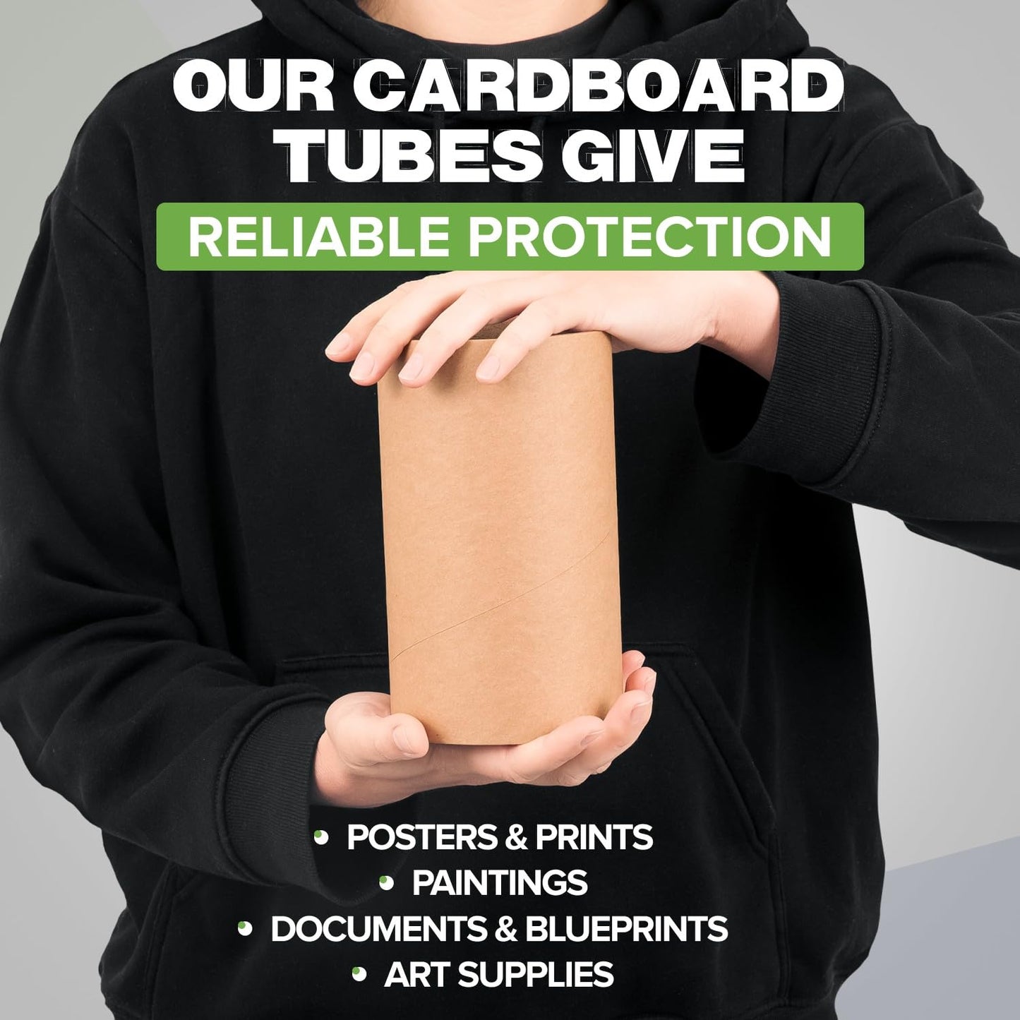 4" x 6" Reinforced Kraft Paper Mailing Tubes, Pack of 4 Tubes with 2 Caps Each – USPS Approved Poster Tube – Made in USA Cardboard Tube for Shipping and Storing Posters, Prints, Artwork, or Documents