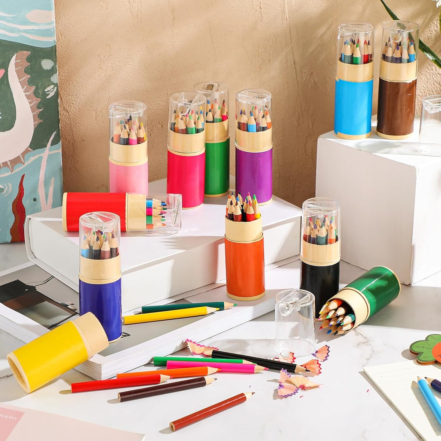 24 Sets Mini Drawing Colored Pencils Bulk with Sharpener for Kids 3.5" Small 12 Colors Travel Colored Portable Pencil Set Back to School Gifts for Students Adults Art Painting Classroom