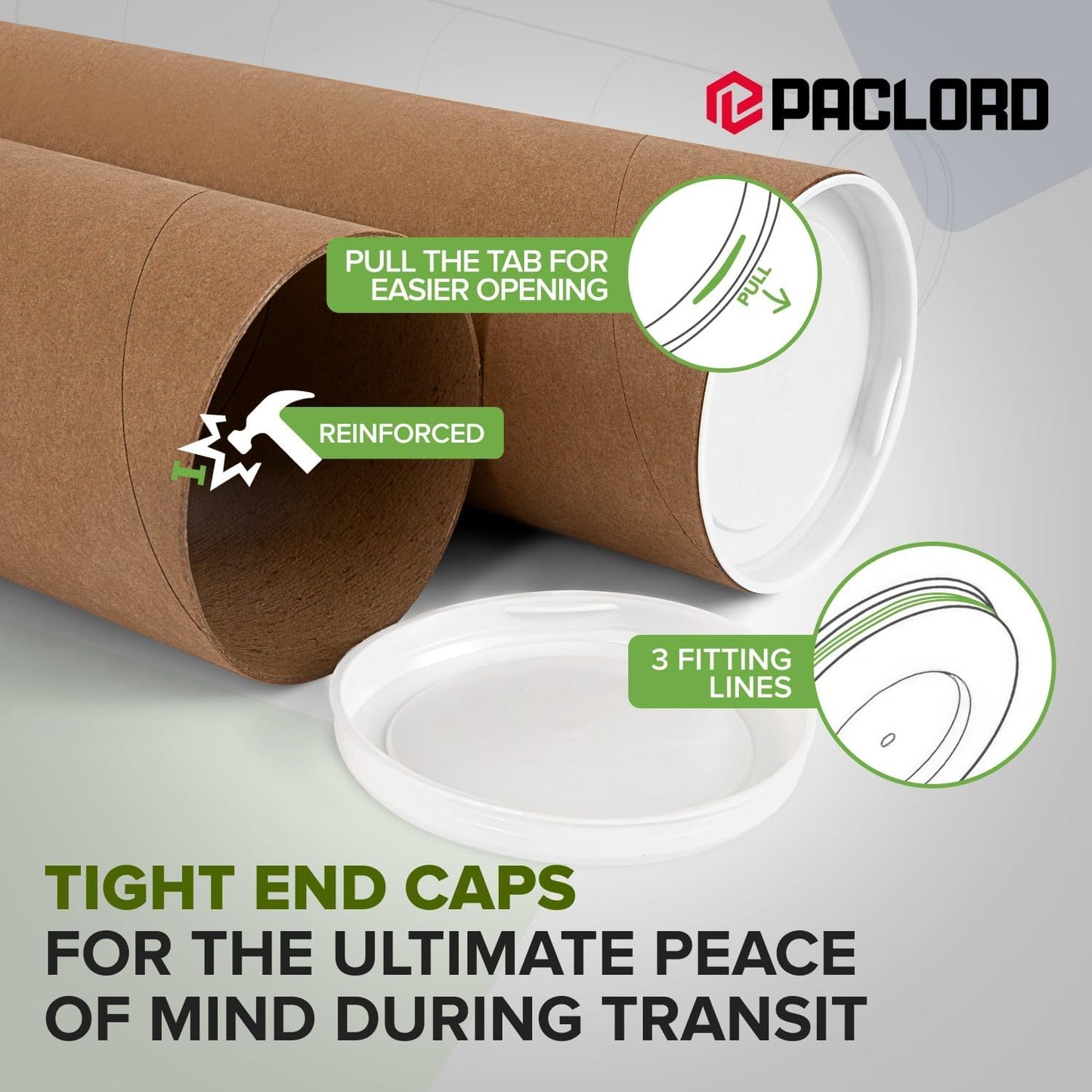 4" x 24" Reinforced Kraft Paper Mailing Tube, Pack of 1 Tube with 2 Caps – Secure USPS Approved Poster Tube – Cardboard Tube for Shipping and Storing Posters, Prints, Artwork, or Documents