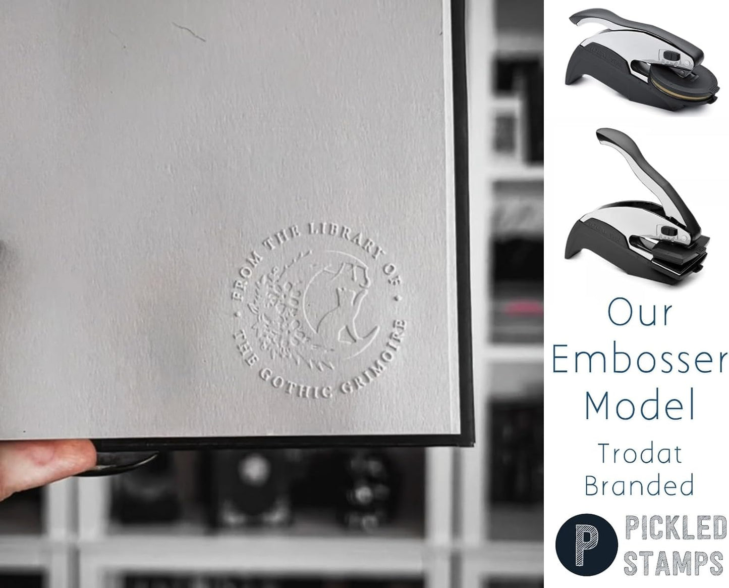 Book Embosser Personalized Teacher Stamp | Custom Ex Libris This Belongs to from The Library of | Classroom Kids School Label Reading Gift Tool | Wood Handle Self-Inking 1.6"