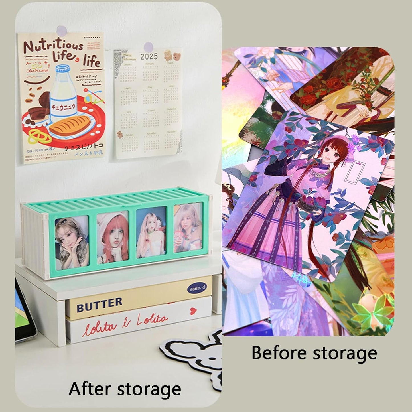 2 Pack Green Trading Card Storage Box Holds 1600 Cards, Plastic Playing Sports Baseball Card Case, Collectible Card Organizer Bin, Only suitable for Nnsleeved Cards