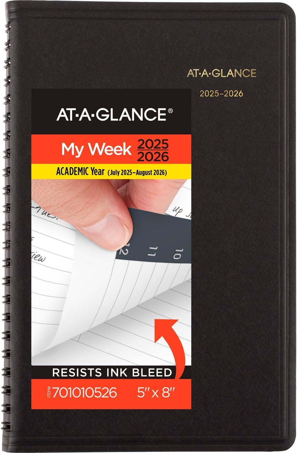 AT-A-GLANCE Planner 2025-2026 Academic, Weekly, 5" x 8", Small, Flexible Cover, Black (7010105)