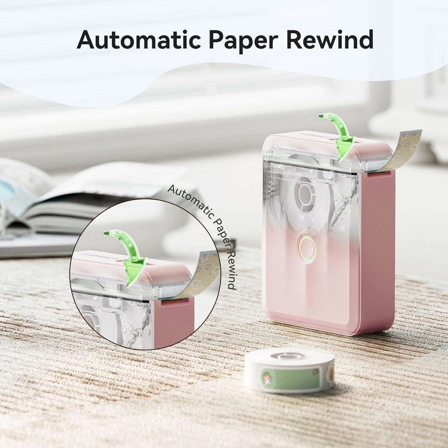 NIIMBOT D110 Upgraded Version Mini Label Maker Machine with Tape, Portable Bluetooth Thermal Printer, Sticker Labeler with Multiple Templates for Office Organization Home Kitchen School, Pink