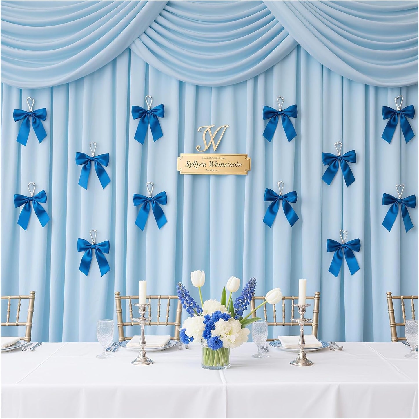 Baby Blue Backdrop Curtains Panels: Polyester Photo Backdrop Drapes Curtains - 30x10ft Baby Shower Party Photography Background