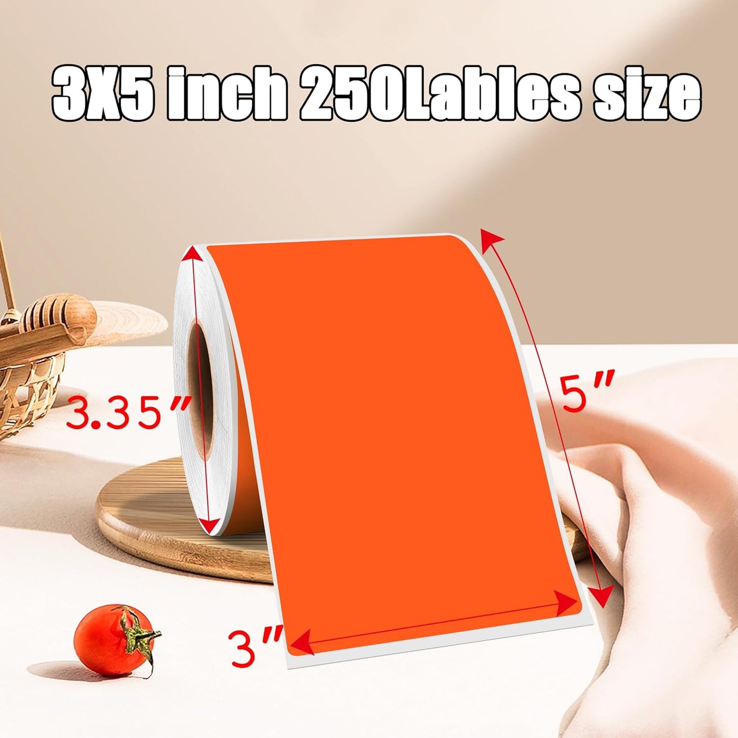 3 x 5 Inch 250Pcs Rectangle Color Coding Stickers,Strong Adhesion Easy to Write Label for Moving,Box Organization,Inventory,Business,Light Orange
