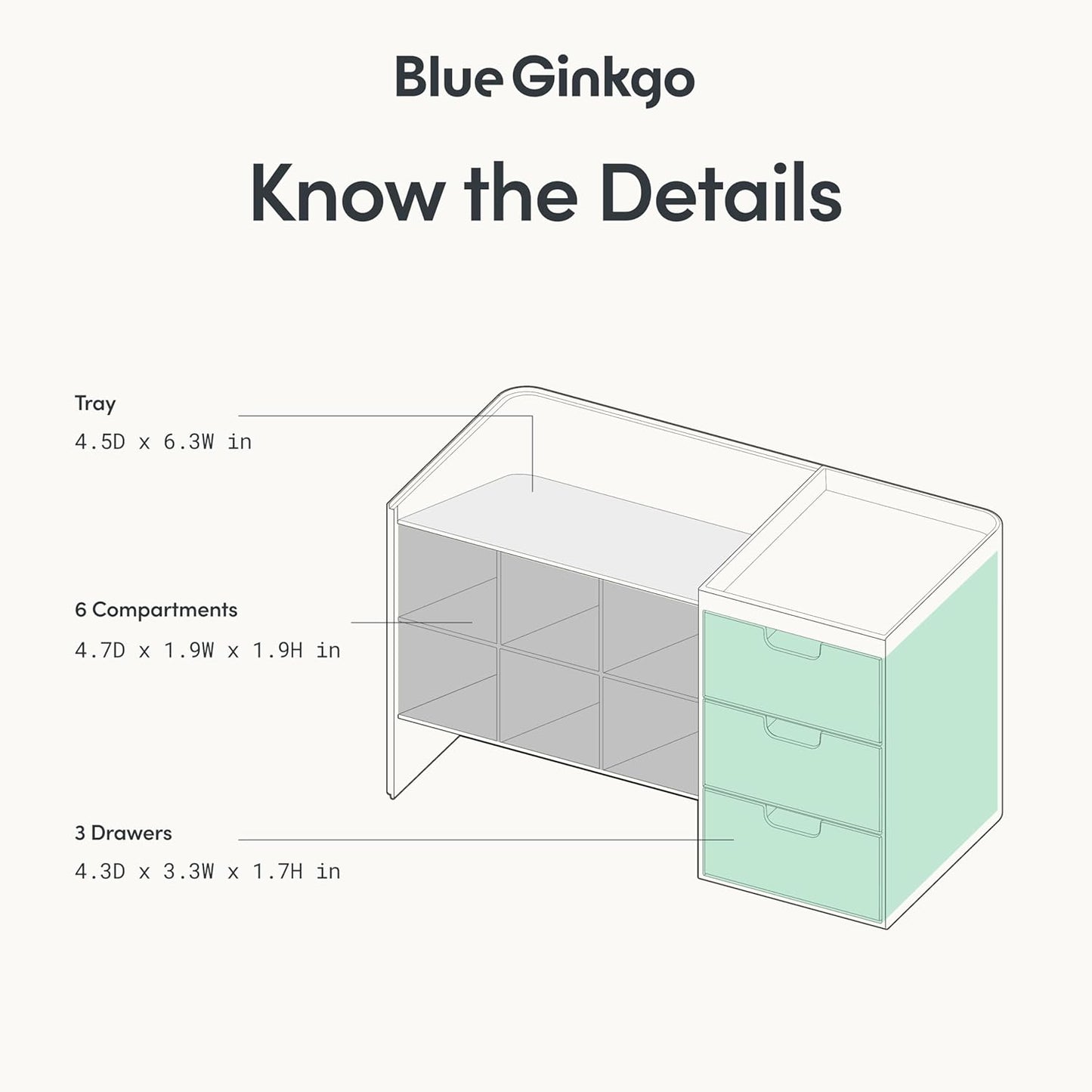 Blue Ginkgo Hive Stack Desk Organizer – Stackable Pen Holder, Stationary Organizer with Drawers - Office Storage, School Supplies, Makeup (Made in Korea, Blue Transperent)