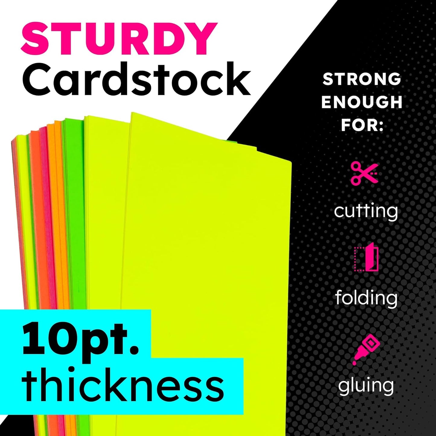 Hygloss Small Poster Board 4x11 - 50 Neon Yellow Single Color Poster Boards Bulk Pack - 10 Pt. Thickness Colored Poster Board Paper for Projects, Flash Cards, Signs - Posterboard Multipack 4" x 11"