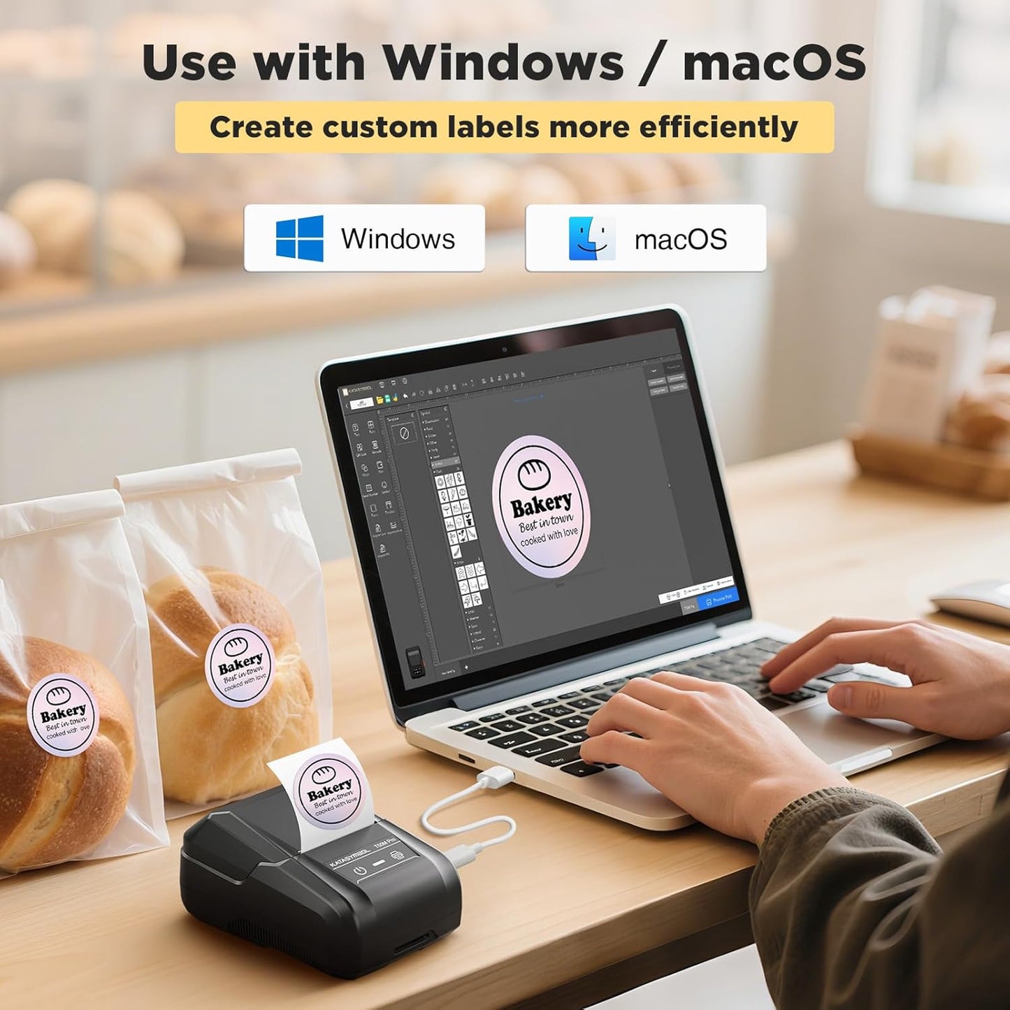SUPVAN T50M Pro Bluetooth Label Maker Machine with Tape, Wide Waterproof Label, Versatile App with 40 Fonts and 450+ Icons, Inkless Labeler for Home, Kitchen, School, Office Organization, Black