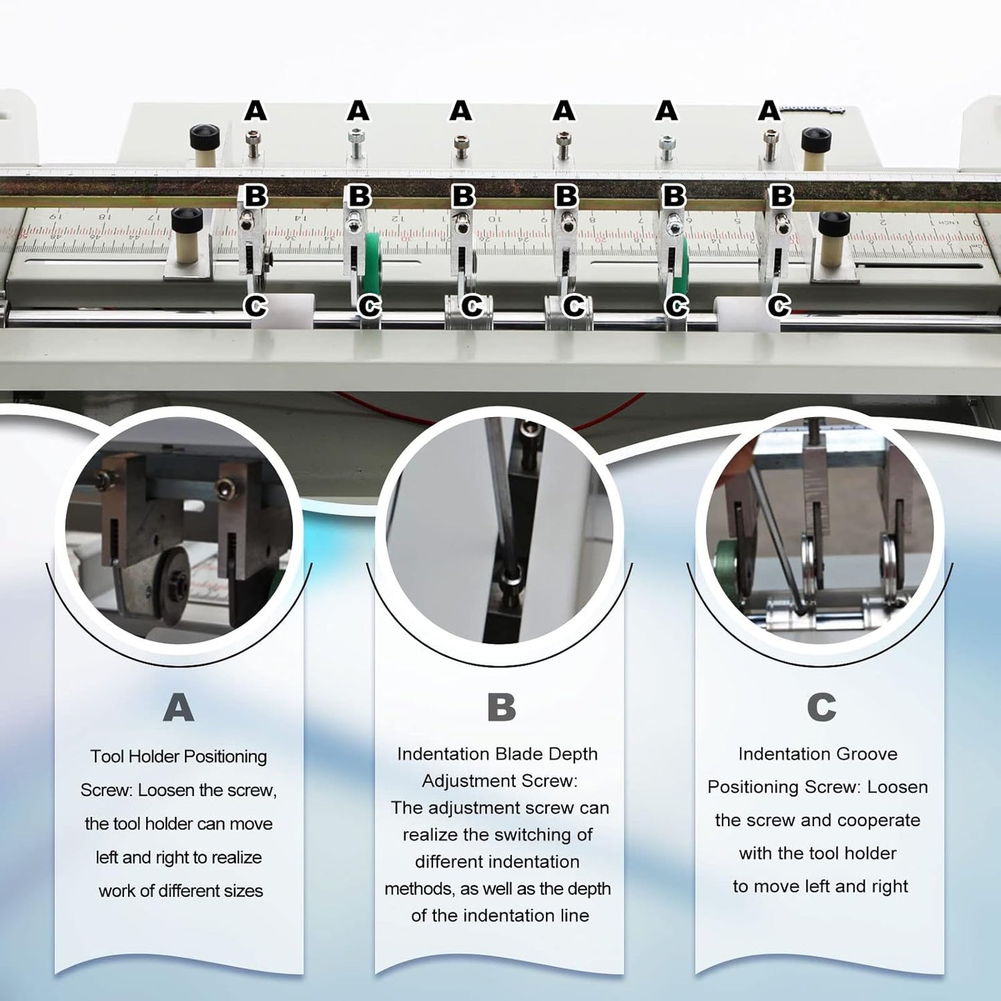 Mxmoonant 3-in-1 Electric Creasing Machine 18 1/2"(470mm) Paper Creaser Scorer Perforator Cutter for Cards Invitations Tickets 110V