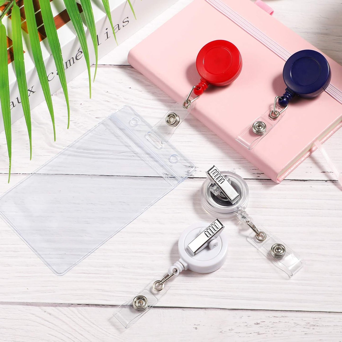 50 Pieces Retractable Badge Holder Reels with Swivel Alligator Clip, ID Card Holder Name Badge Reel Clips for Students Teachers Office Workers (Mixed Color)