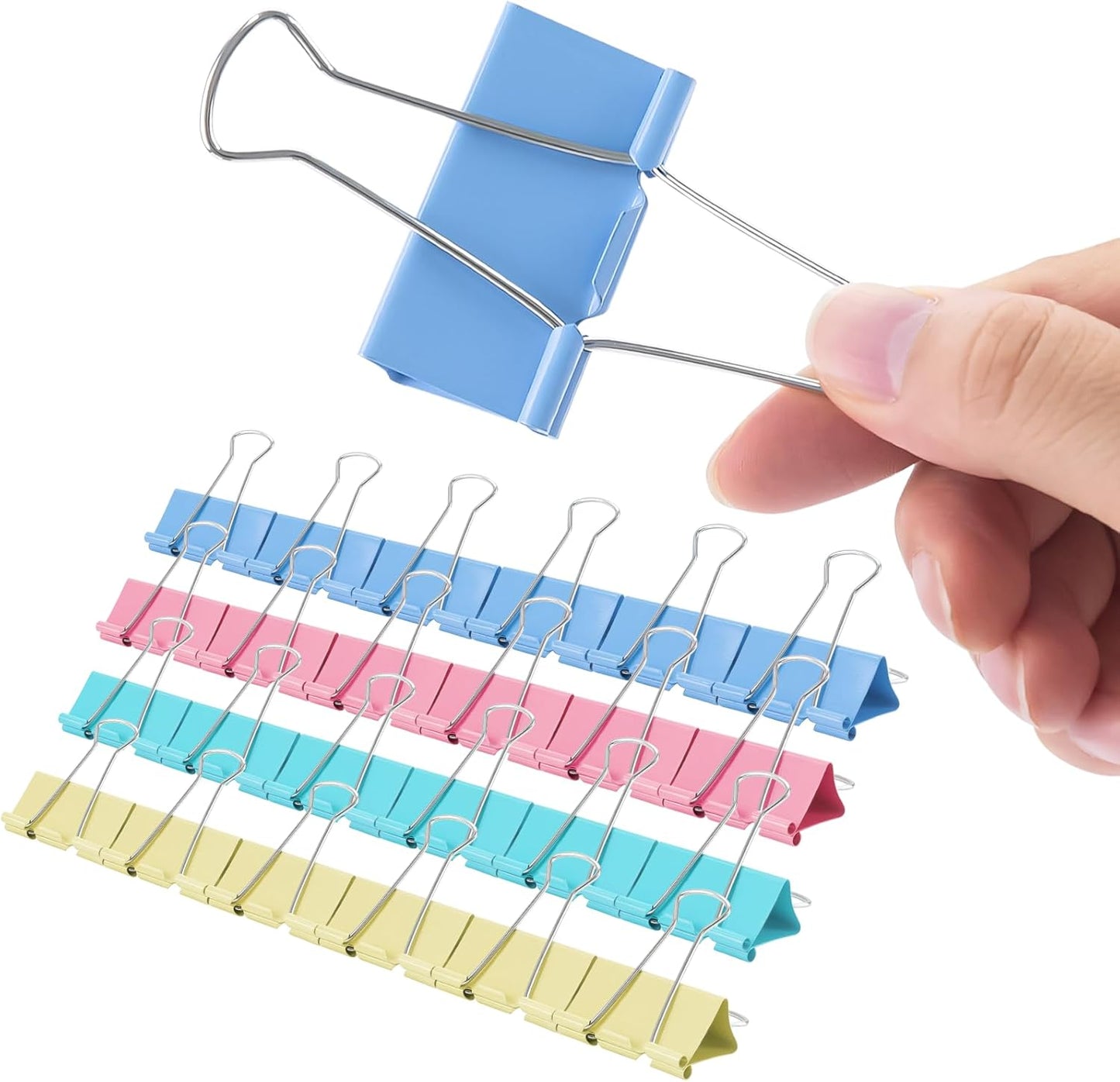 2 Inch 40 Pack Extra Large Binder Clips, Assorted Colors, Colored Jumbo Paper Clips, Big Paper Clamps, Binder Clips Large Size for Home, School and Office Supplies