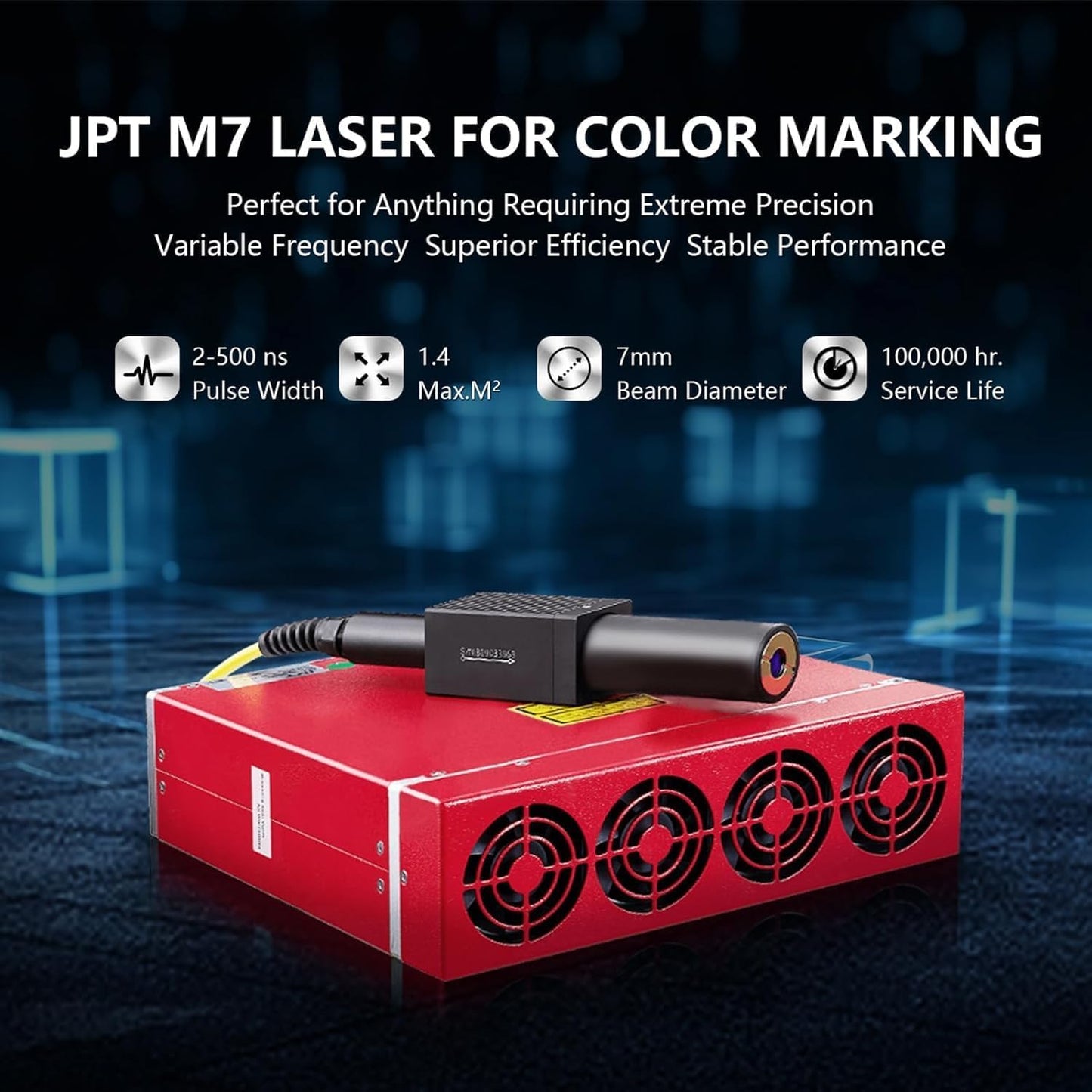 B4 100W JPT Mopa Fiber Laser Engraving Machine with Rotary Axis, Support Lightburn Laser Engraver with 2Lens, 2in1 Desktop Handheld Color Marking Machine for Stainless Steel,Ring,Tumbler