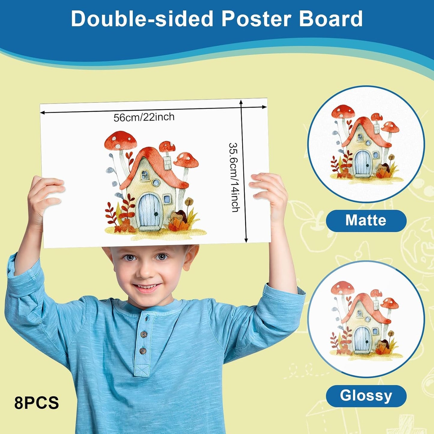 8 Pcs 14" x 22" Poster Board White Poster Board Paper Bulk 250 GSM Thickness Vision Boards Smart PosterBoard for Drawing School Arts Craft Projects Presentations Scrapbooking Blank Graphic Display