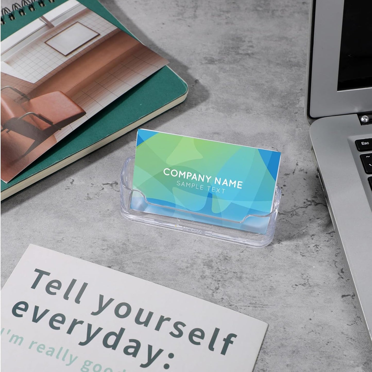 Acrylic Business Card Holder Clear Desktop Business Card Holder Display Desk Stand for Office Exhibition Paper Brochure Supplies(24 Pieces)