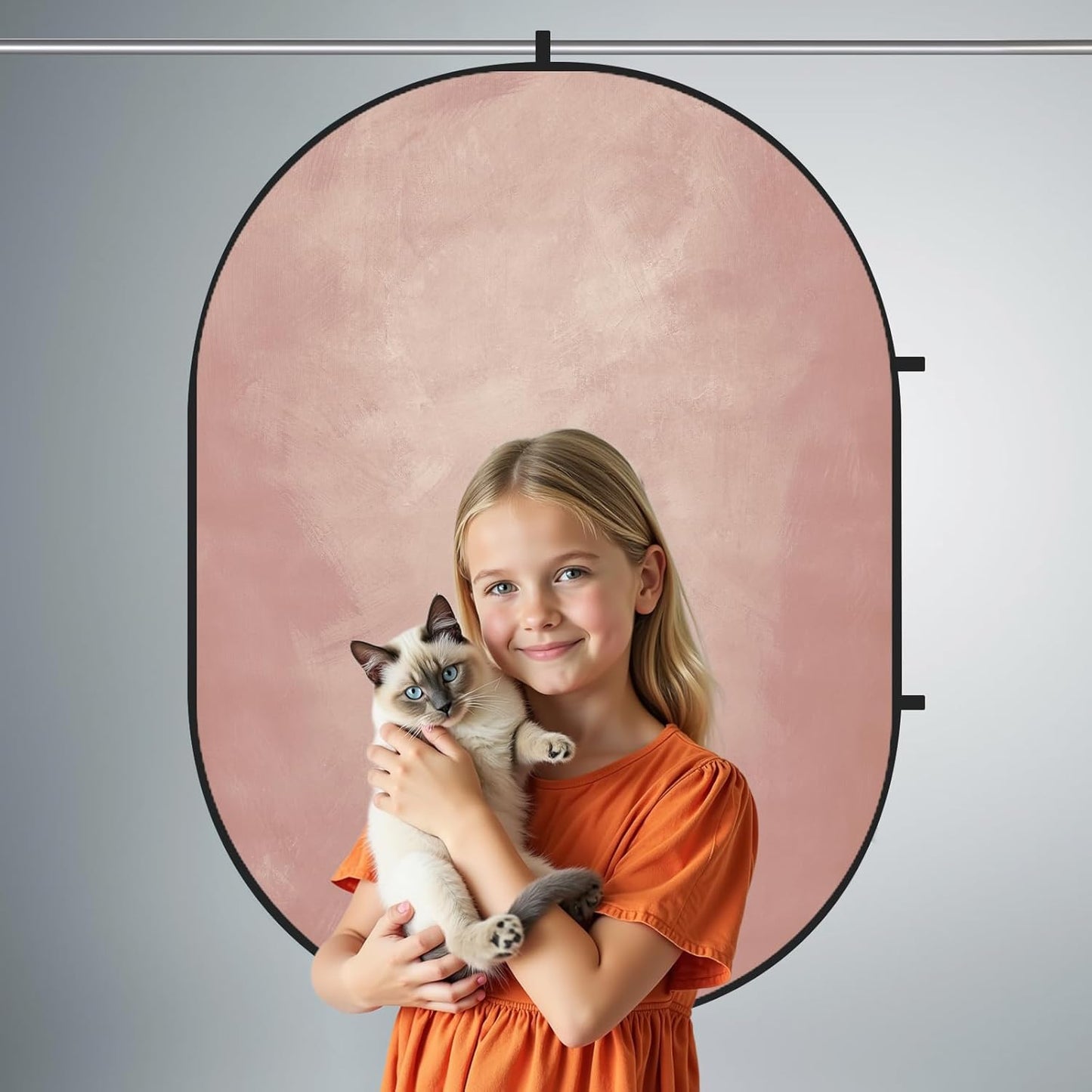 Kate Collapsible Backdrop Pop up Photo Backdrops Foldable Background Portable for Headshot,Portrait Photography,Video,5x6.5ft,Pink/Blue