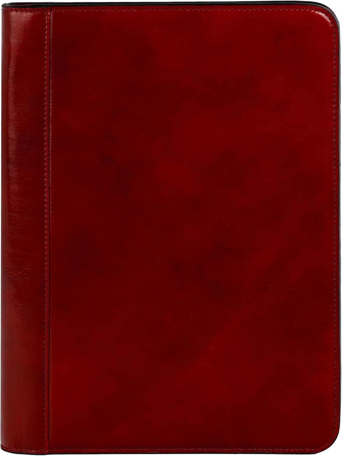 Time Resistance Leather Portfolio - A4 Document Folder - Italian Handcrafted Padfolio Organizer (Red) - Gift Box Included