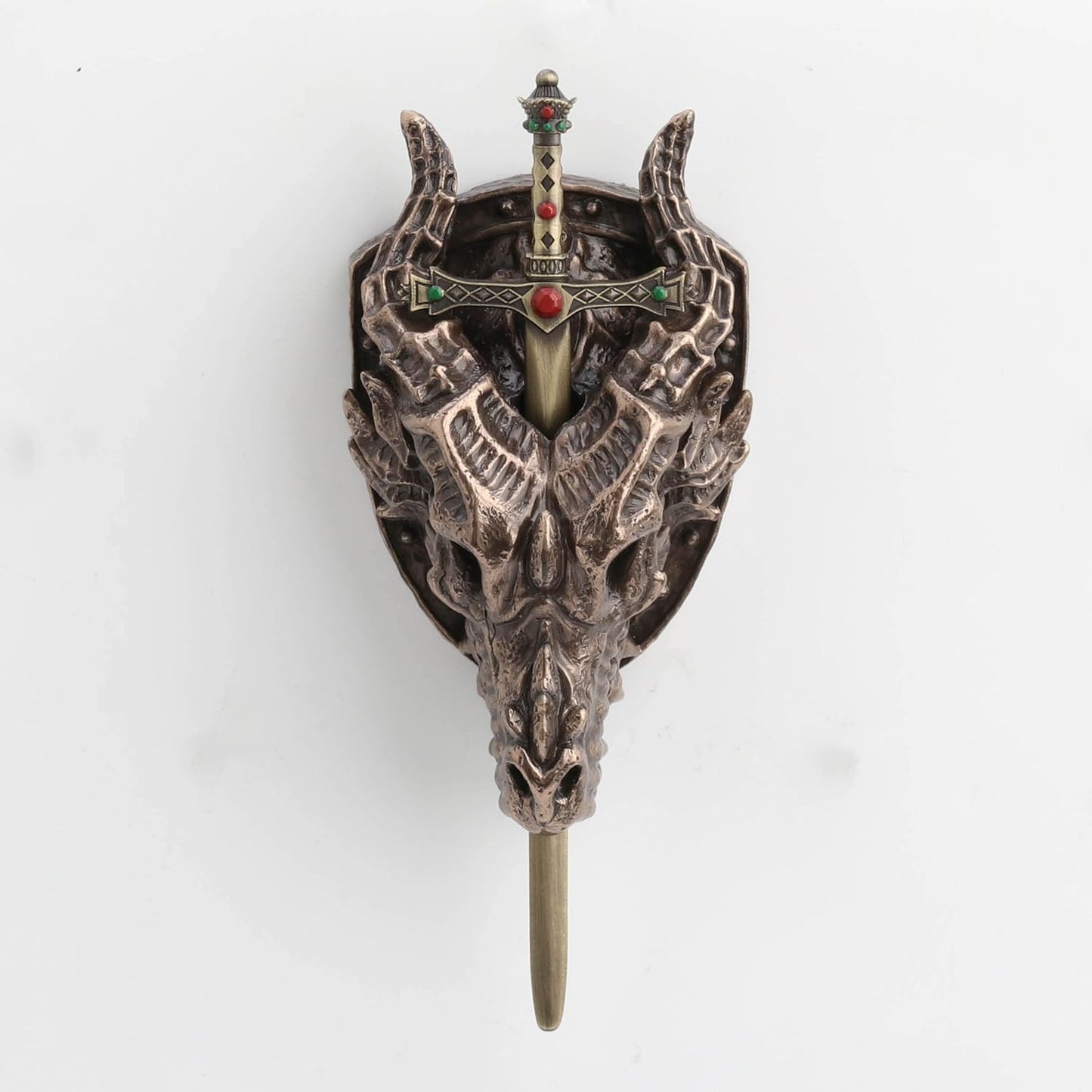 Veronese Design 6 1/4 Dragon Skull Trophy Sword Letter Opener Resin Wall Sculpture Bronze Finish Metallic Decorative Ornament