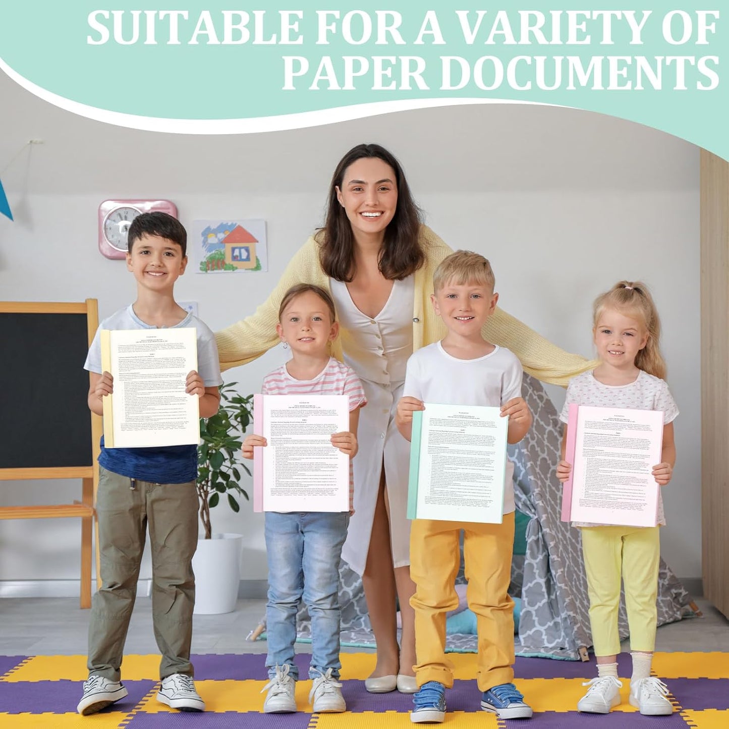 24 PCS Pastel Plastic Report Covers with 3 Prongs Clear Front Presentation Folders 3 Prong Folders for Resume Portfolio Document Report Letter Proposal School Classroom Office Supplies (Pastel)