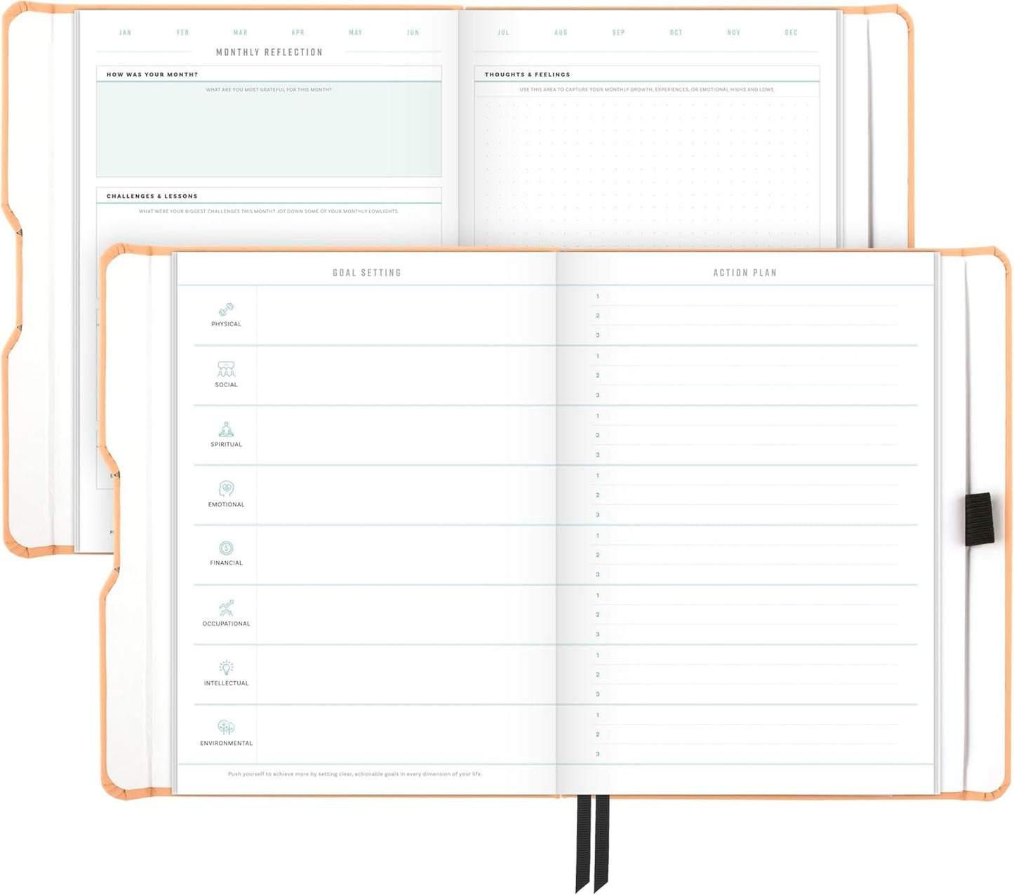 AT-A-GLANCE Foundation Wellness Planner, Undated Weekly & Monthly Tracker, Self-Care Journal for Mental and Physical Health, Hardcover, 5-3/4" x 8-1/4", Peach (FDH-200)