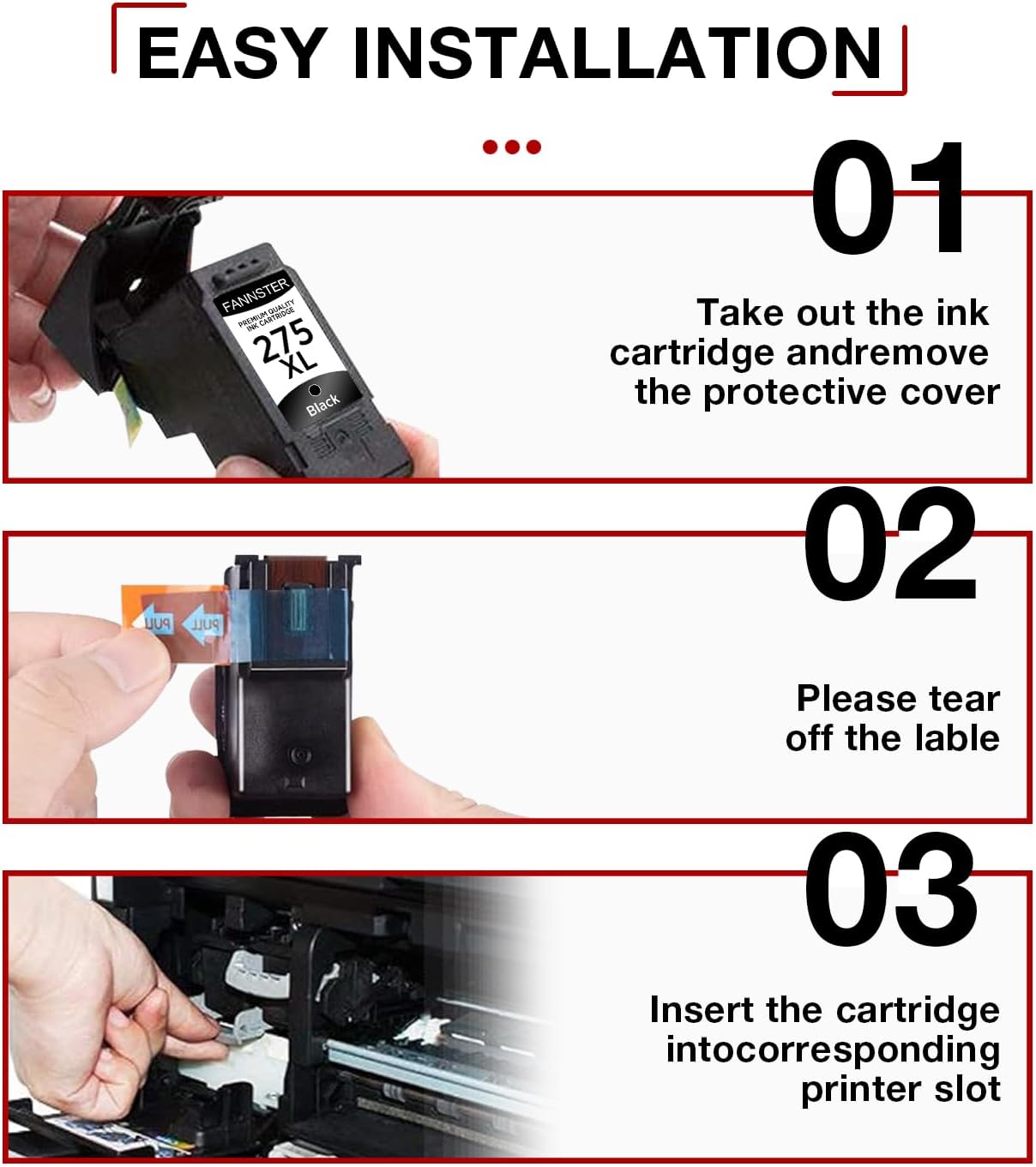 275XL Black Remanufactured Ink Cartridge Replacement for Canon 275 PG275 PG-275 XL PG-275XL PGI275 XL Black BK 1-Pack Replacement for Canon PIXMA TS3500 TS3522 TR4720 TR4700 TR4722 TS3720 Printer