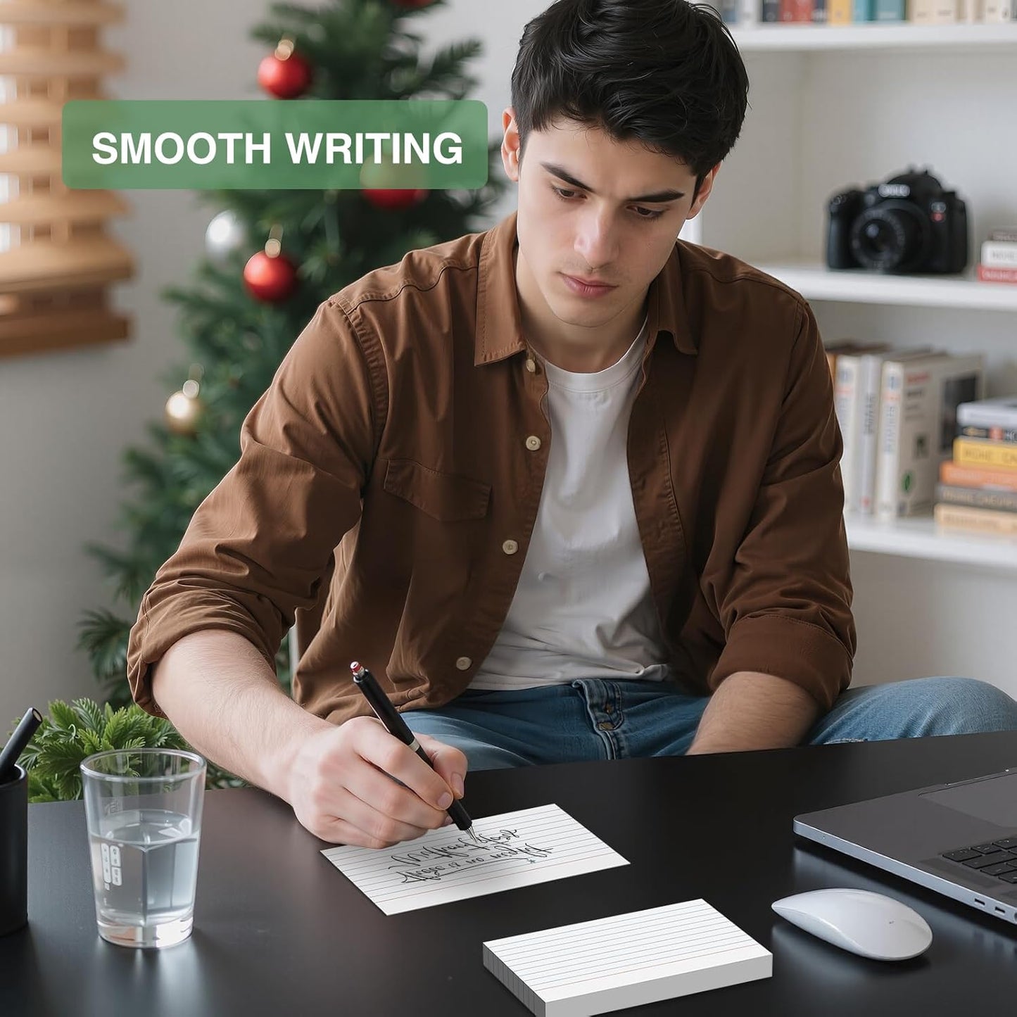 250 Count White Index Cards 3x5 Inch - 180gsm Heavyweight Flash Card (50 Sheets Each), Durable & Portable Note Taking for Students, Teachers, Study Flashcards for Office Home School Supplies