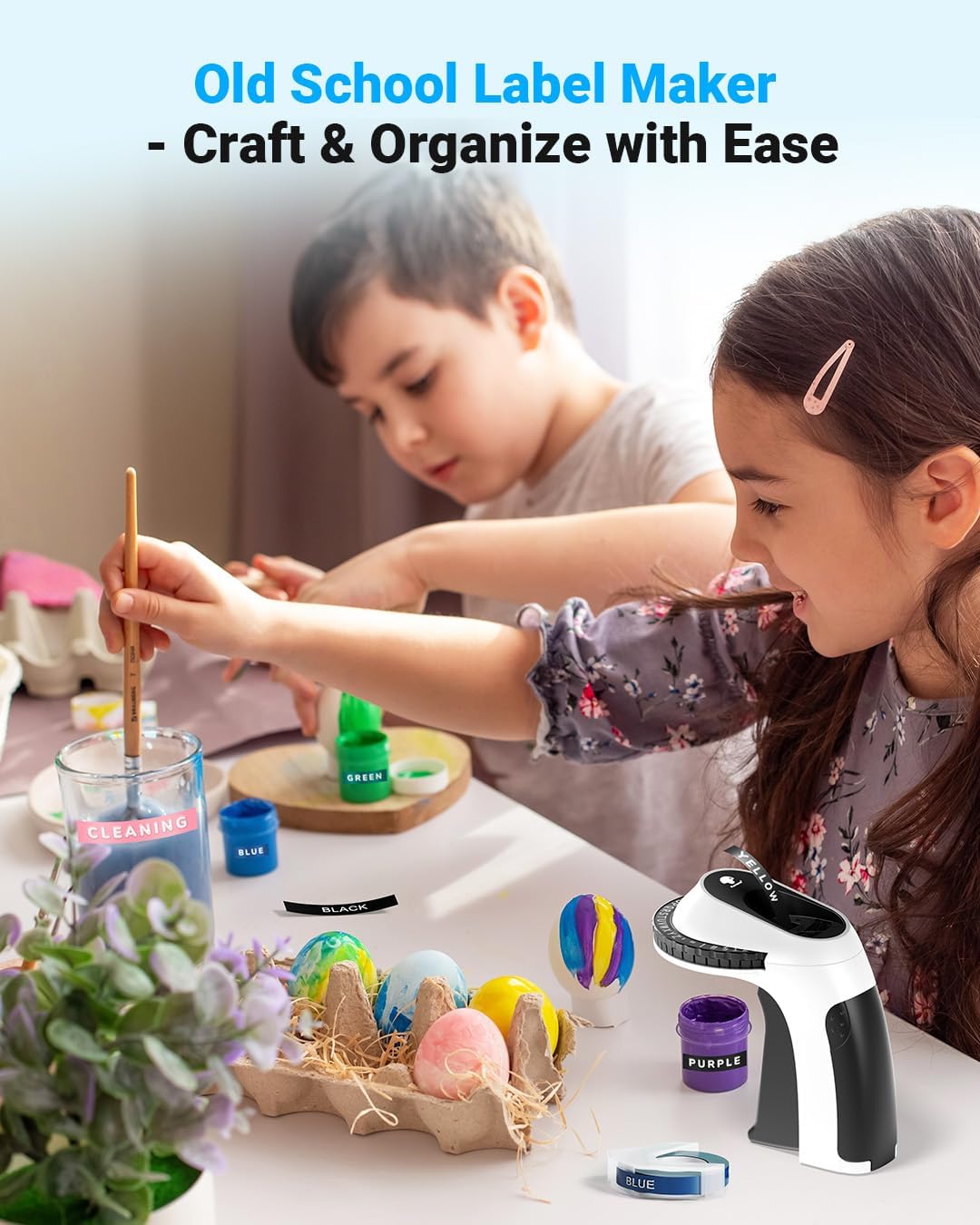 Phomemo Embossing Label Maker Machine, Vintage Embossed Label Maker, Retro Embosser Labeler with 6 Rolls Label Tapes, Old School Label Makers Waterproof for Home Office Kids DIY Crafting -Black