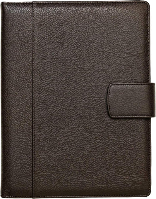 Maruse Italian Leather Executive Padfolio, Folder Organizer with Magnetic Closure and Writing Pad, Handmade in Italy, Dark Brown