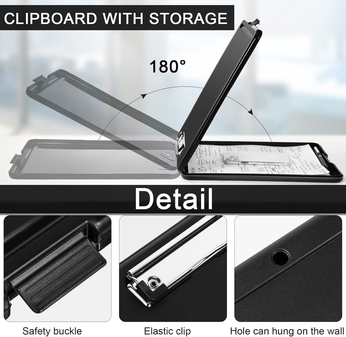 20 Pcs Clipboard with Storage Plastic Nursing Clipboard 9.5 x 13.5 Inch with Low Profile Clip Foldable Clip Board with Storage for Home Office Back to School Supplies