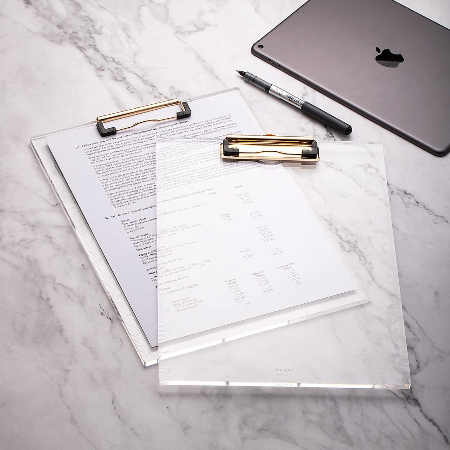 Acrylic Clipboards 2 Pack, Clipboards Standard A4 Letter Size, Clipboards with Gold Metal Clip, Clipboards for Nurses, Students, Office Supplies