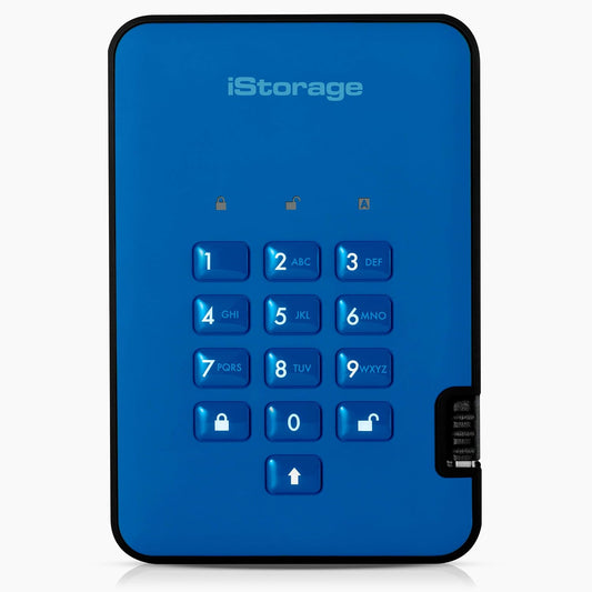 iStorage diskAshur2 HDD 2TB Blue | Secure portable hard drive | Password protected | Dust & water resistant | Hardware Encryption