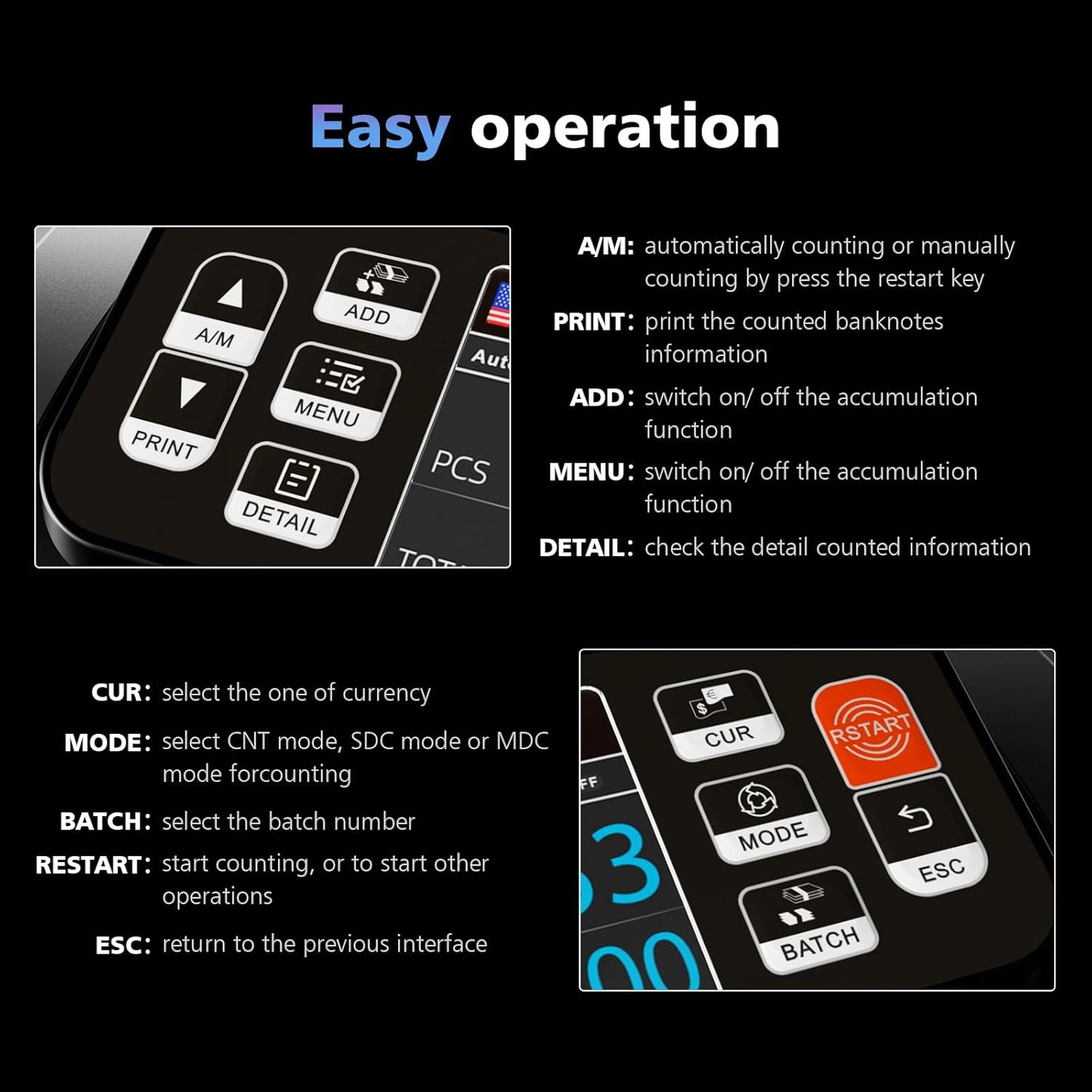 Aneken N60 Mixed Denomination Money Counter Machine, Value Counting, UV/MG/IR/DD Counterfeit Detection, 3.5" TFT Display Cash Counting Machine, Printer Enabled Bill Counter for Business